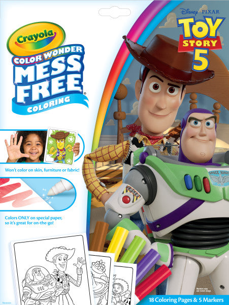Crayola Color Wonder Toy Story 5, Mess Free Coloring Pages & Markers, Gift for Kids, Age 3, 4, 5, 6