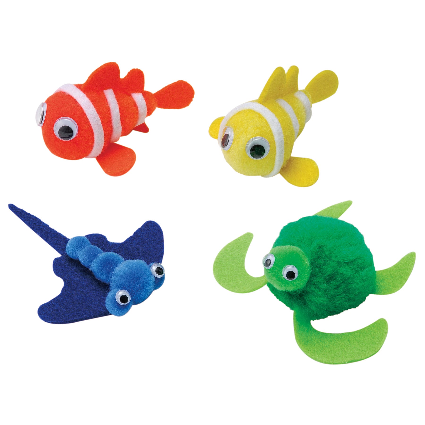 Pom Pon Animal Kit, Ocean Animals, Assorted Sizes, 1 Kit Makes 4 Animals
