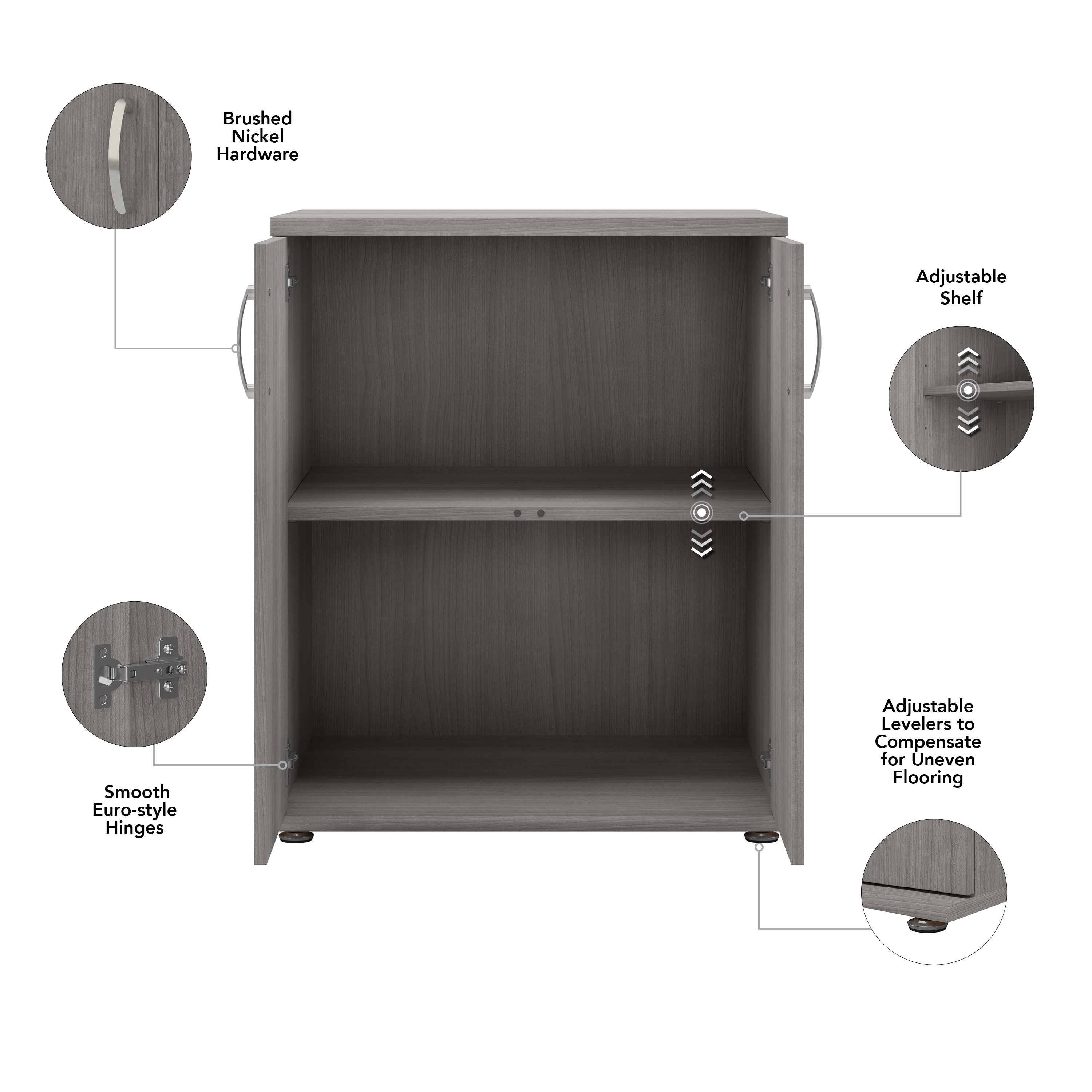 Bush Business Furniture Universal Floor Storage Cabinet with Doors and Shelves in Platinum Gray - 28.35" Width x 24.69" Depth x 33.98" Height