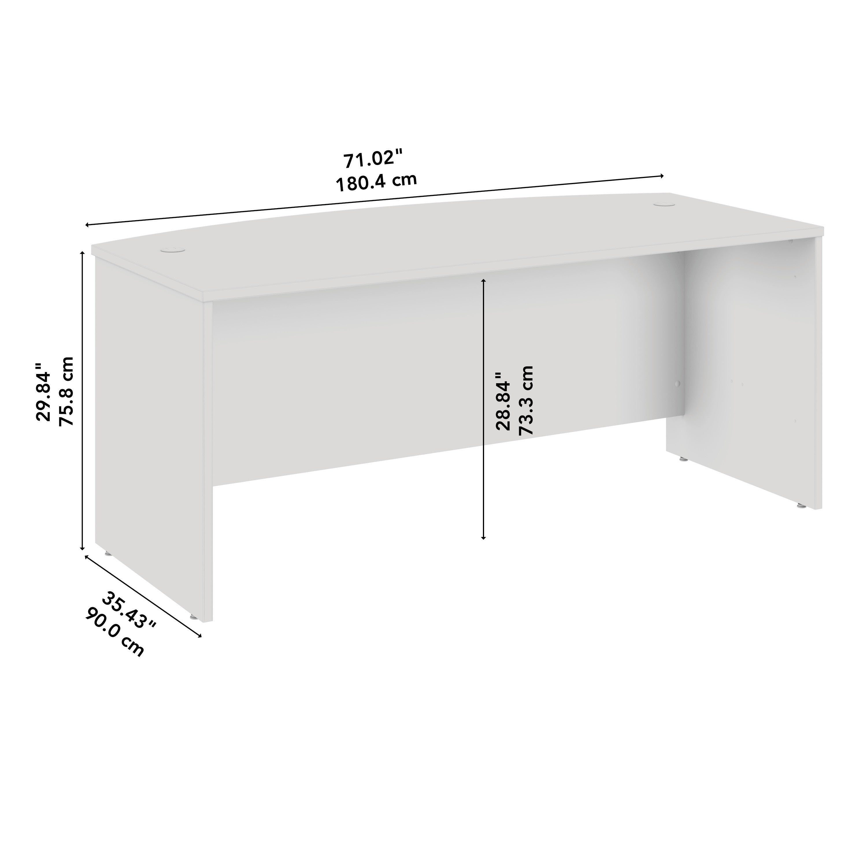 Bush Business Furniture Studio C 72W x 36D Bow Front Desk in Natural Elm - 71.02" Width x 35.43" Depth x 29.84" Height