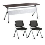 Bush Business Furniture Envision 72W Folding Training Table and 2 Folding Chairs in Storm Gray - 71.02" Width x 23.54" Depth x 32.87" Height