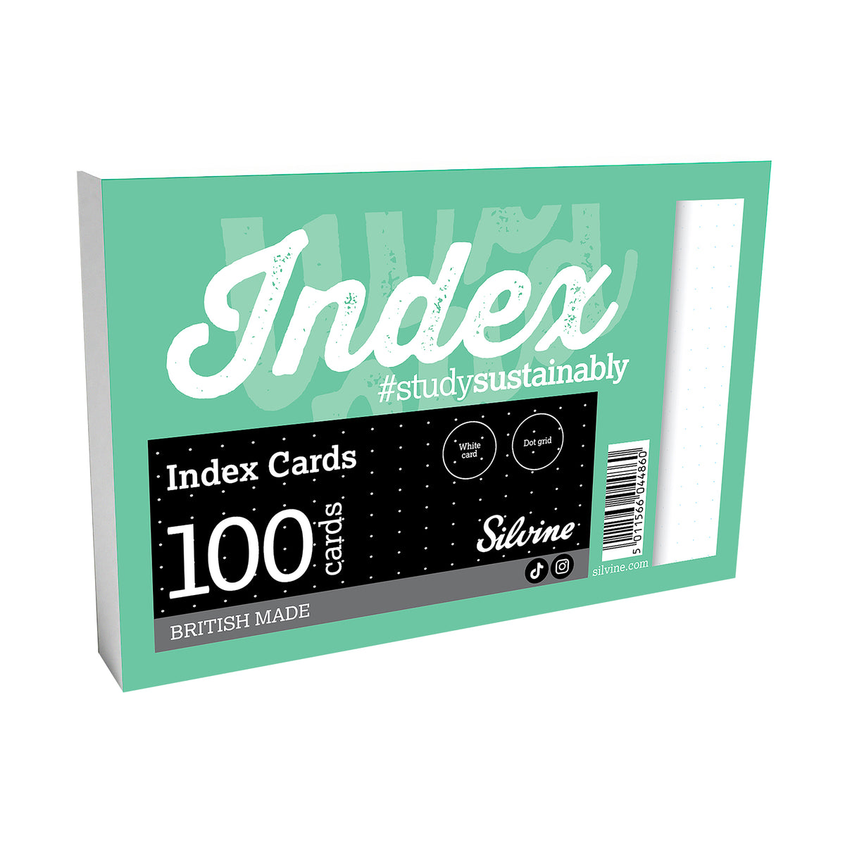 100PK INDX CRD 5MM DOT GRD RULE WHT