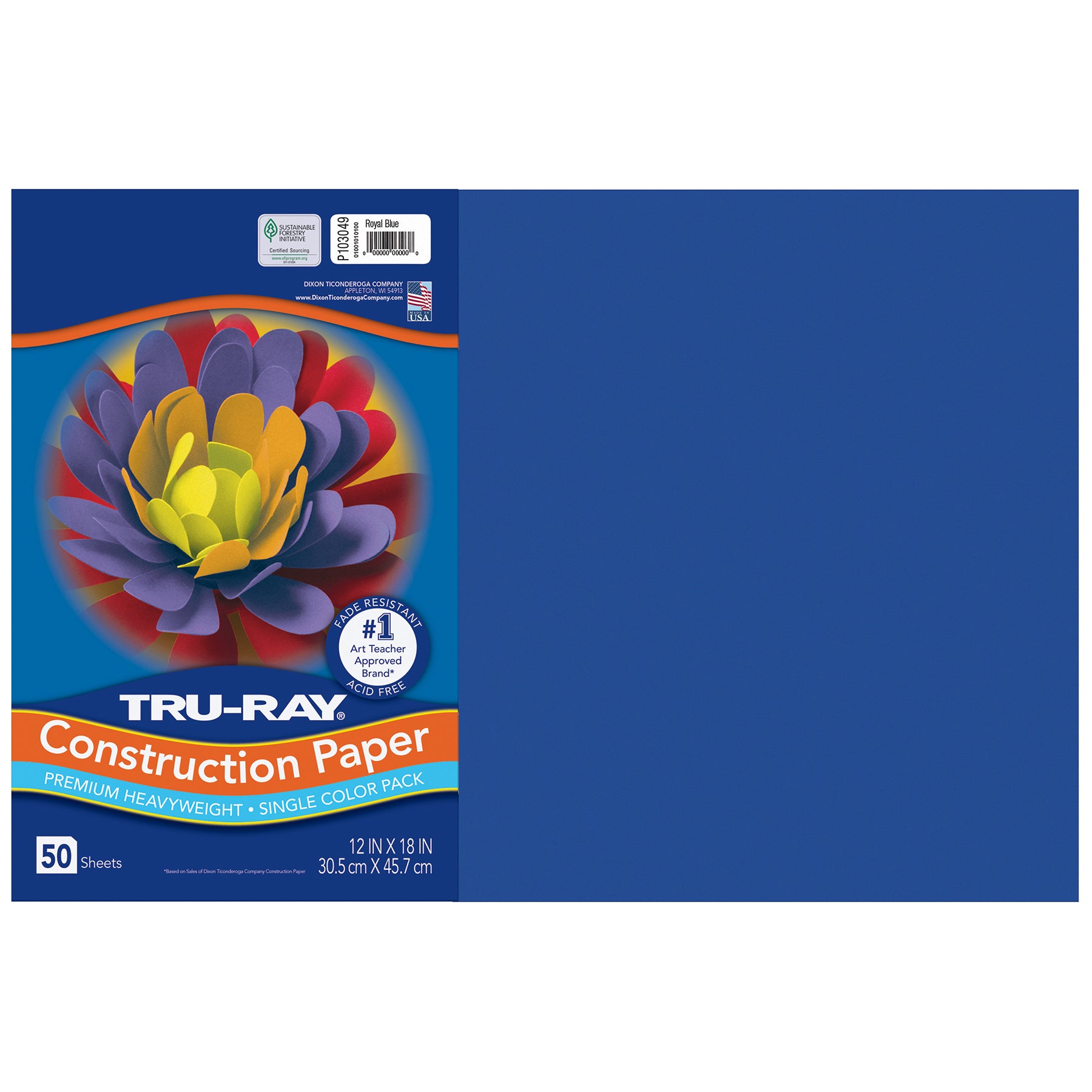 Construction Paper, Heavyweight, Royal Blue, 12" x 18", 50 Sheets