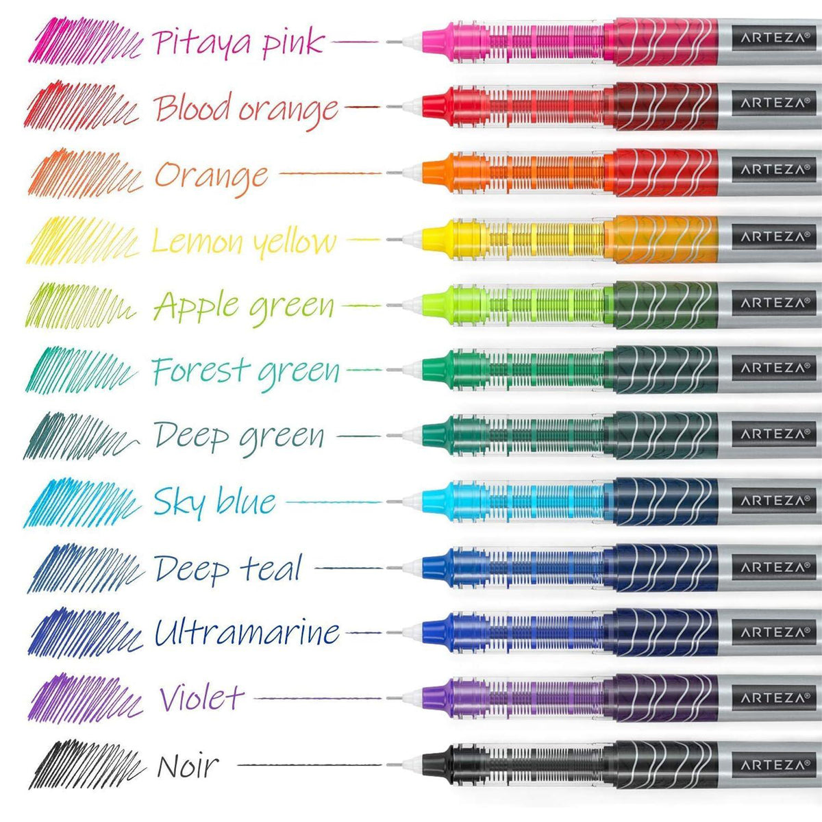 24 ROLLER BALL PENS .5MM MULTICOLOR