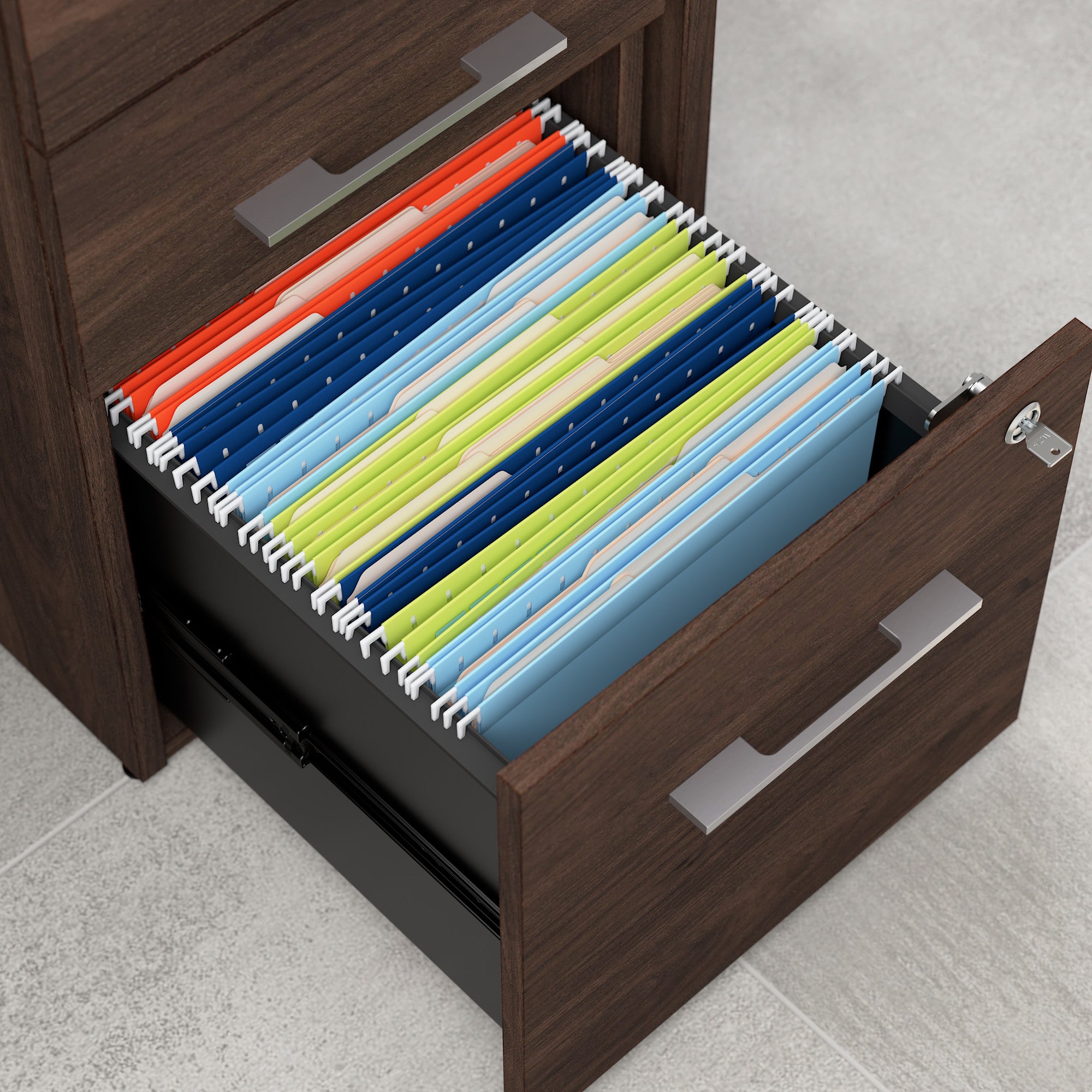 Bush Business Furniture Office 500 16W 3 Drawer File Cabinet in Black Walnut - Assembled - 15.75" Width x 20.35" Depth x 28.84" Height