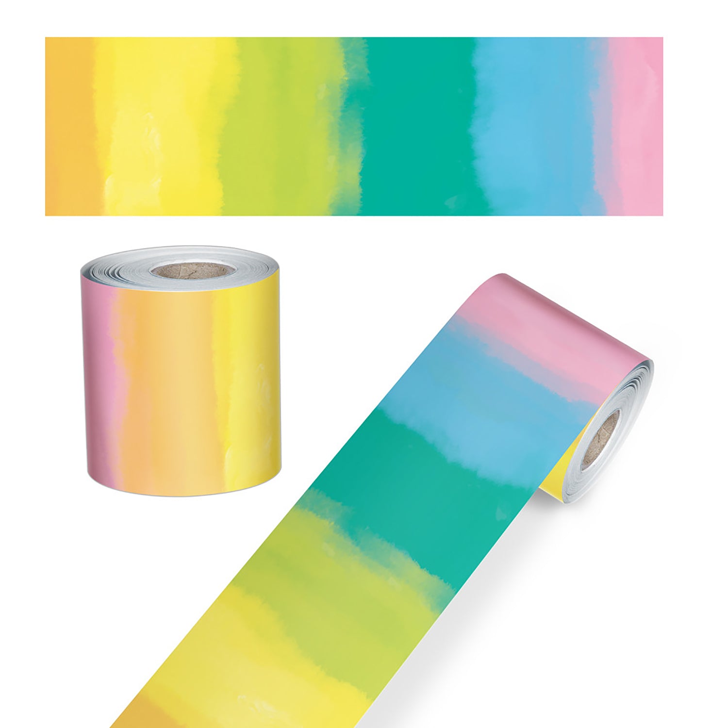 Happily Ever Elementary Creatively Inspired Watercolor Rolled Straight Bulletin Board Borders, 65 Feet