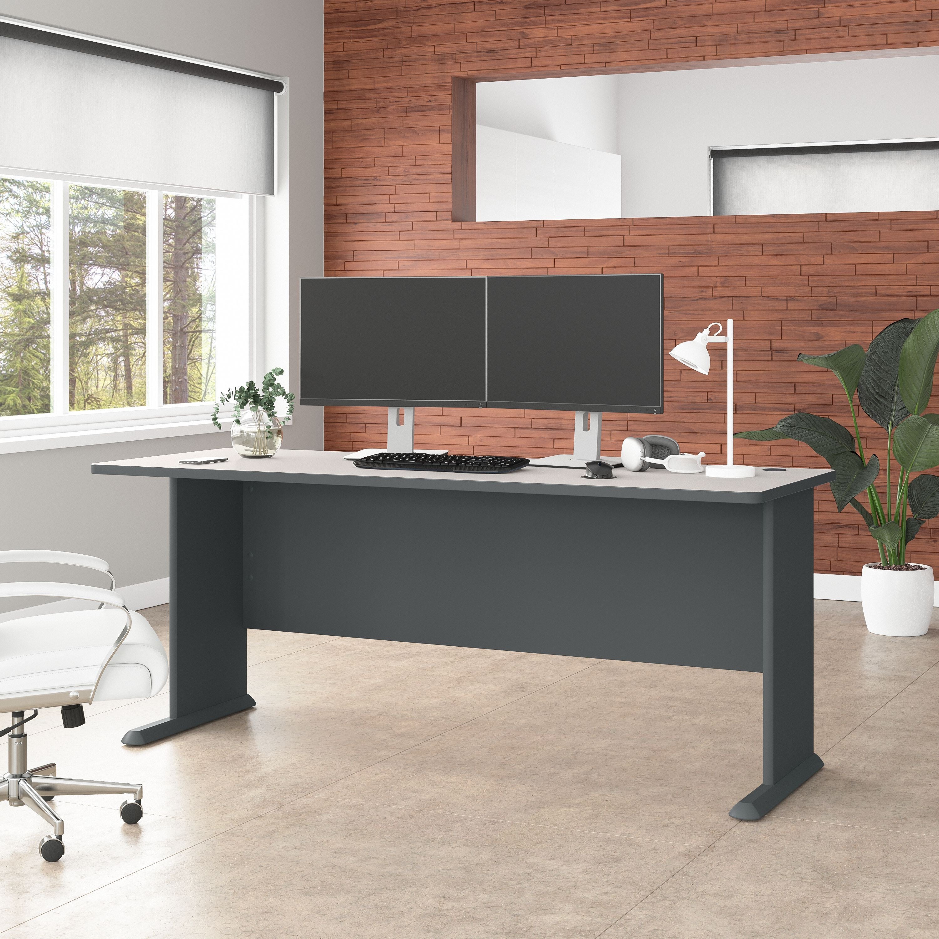 Bush Business Furniture Series A 72W Desk in Slate and White Spectrum - 71.54" Width x 26.81" Depth x 29.66" Height