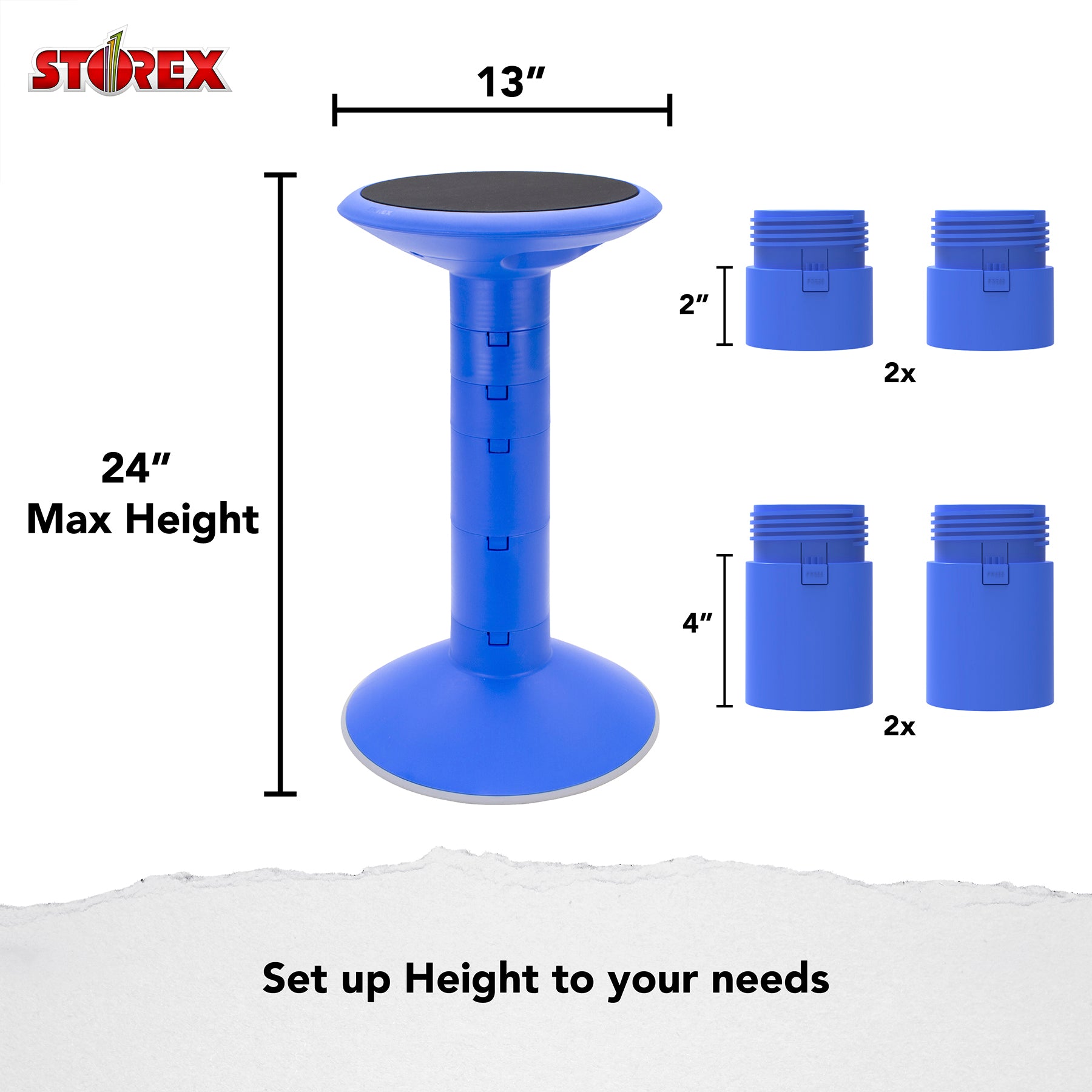 Wiggle stool, 12 to 24-inch, Blue