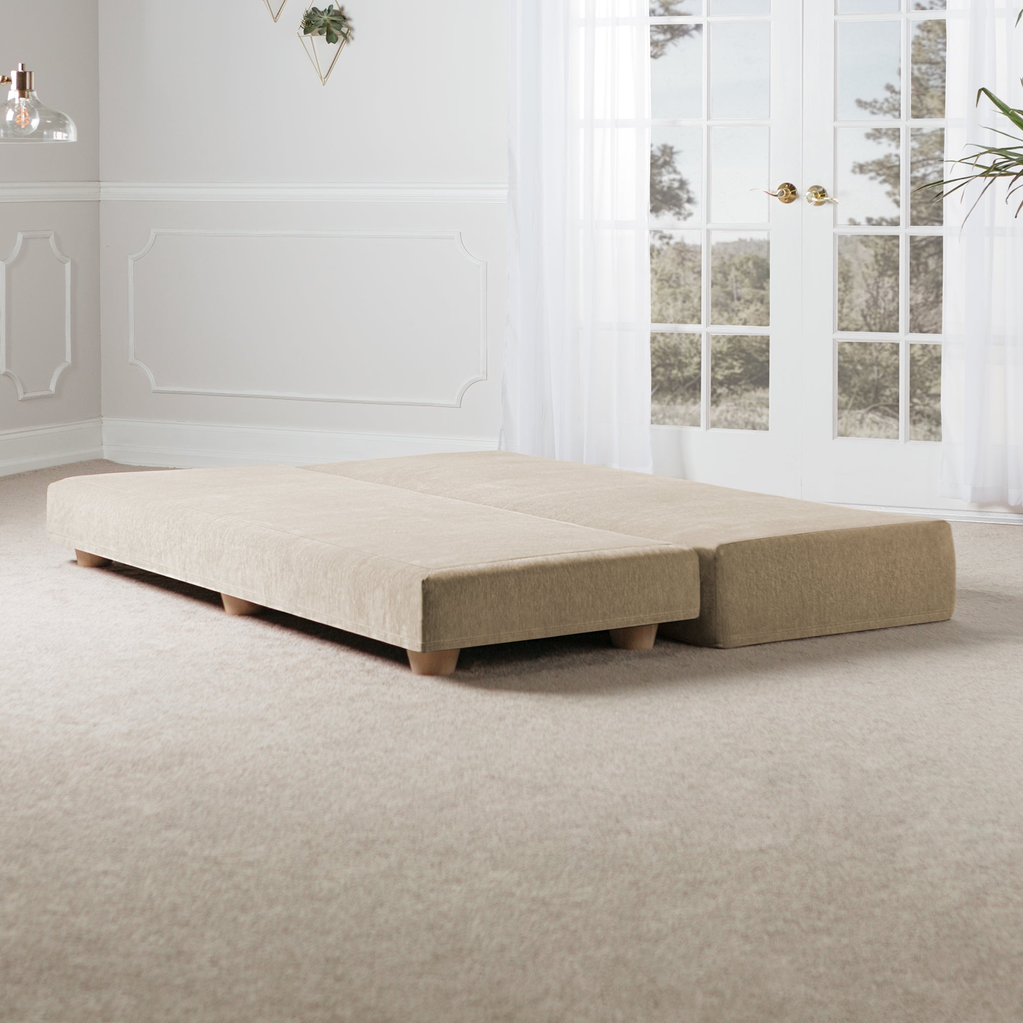 Jaxx Alon Daybed/Fold-Out Sleeper, Queen-Size Mattress - Premium Chenille, Beige