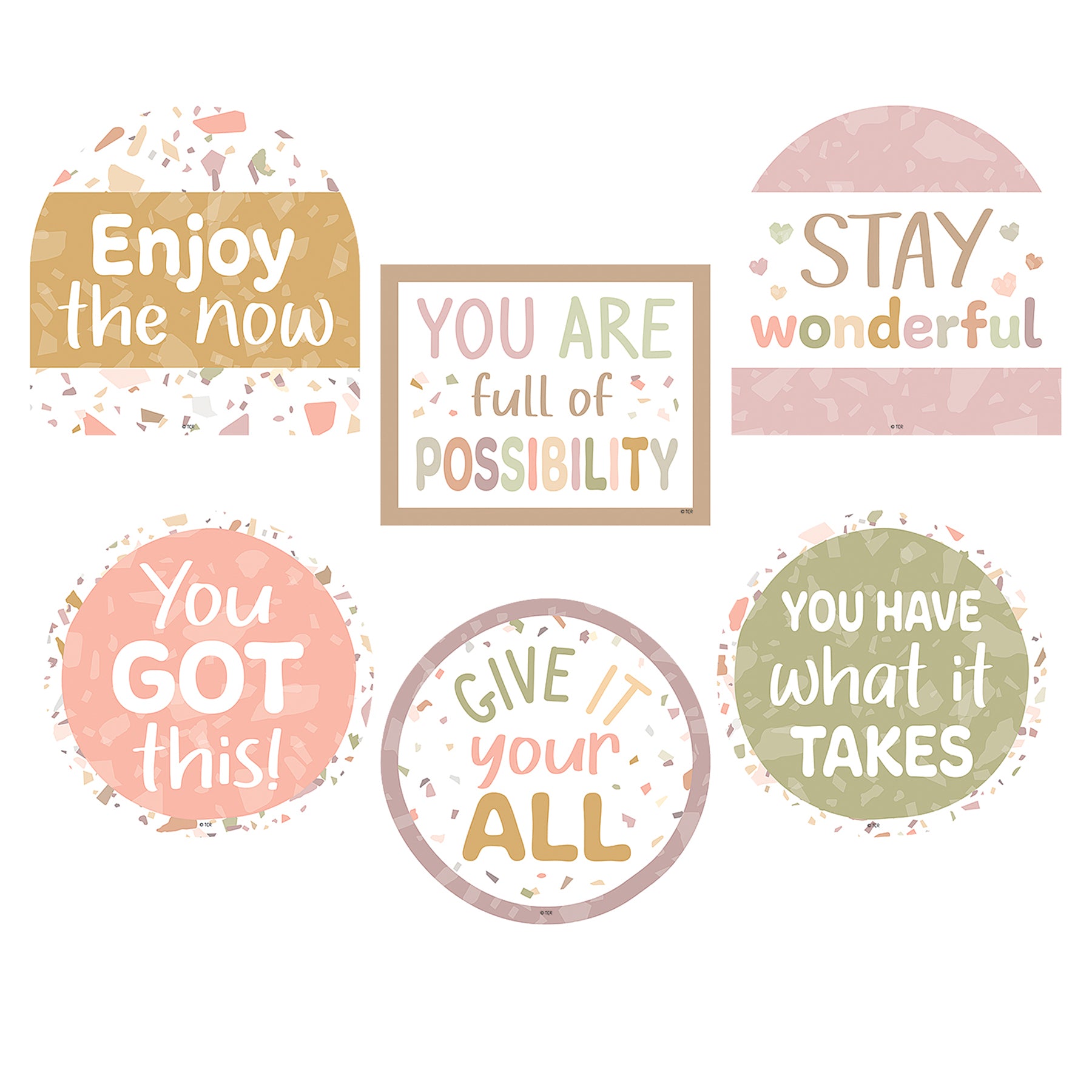 Terrazzo Tones Positive Sayings Accents, Pack of 30