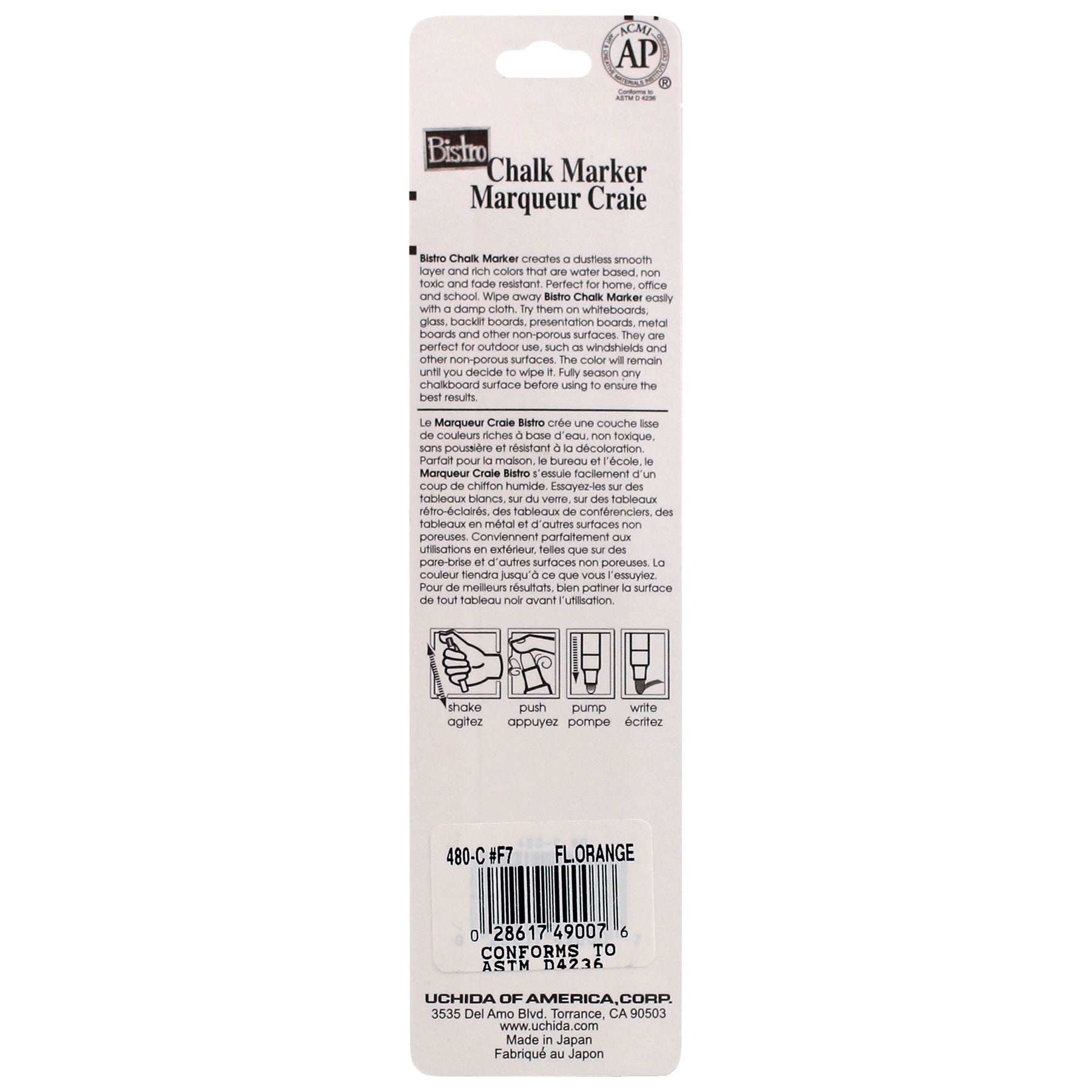 Bistro Chalk Marker Broad Tip, 480F-S, Fluorescent Orange