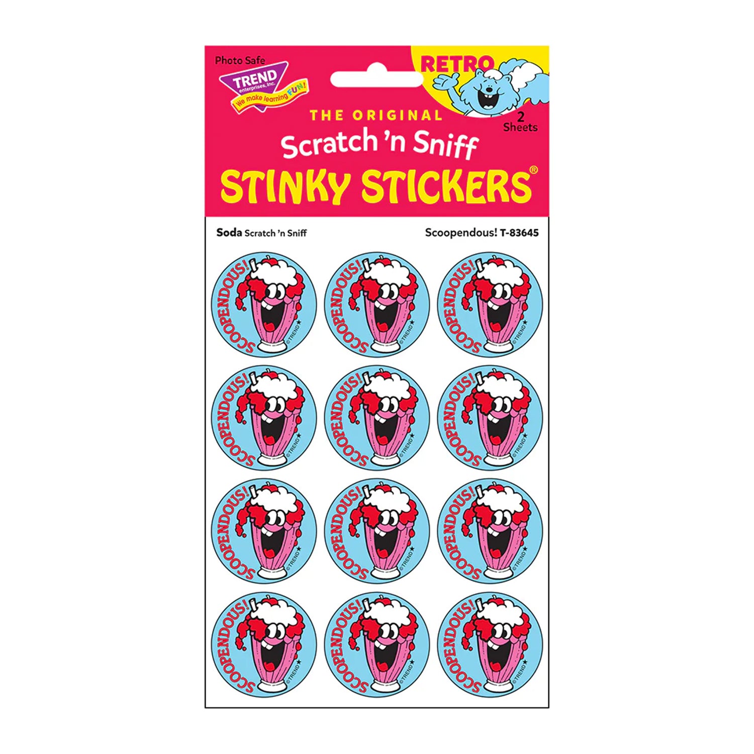Scoopendous!/Soda scent Retro Scratch 'n Sniff Stinky Stickers®, 24 Per Pack, 6 Packs