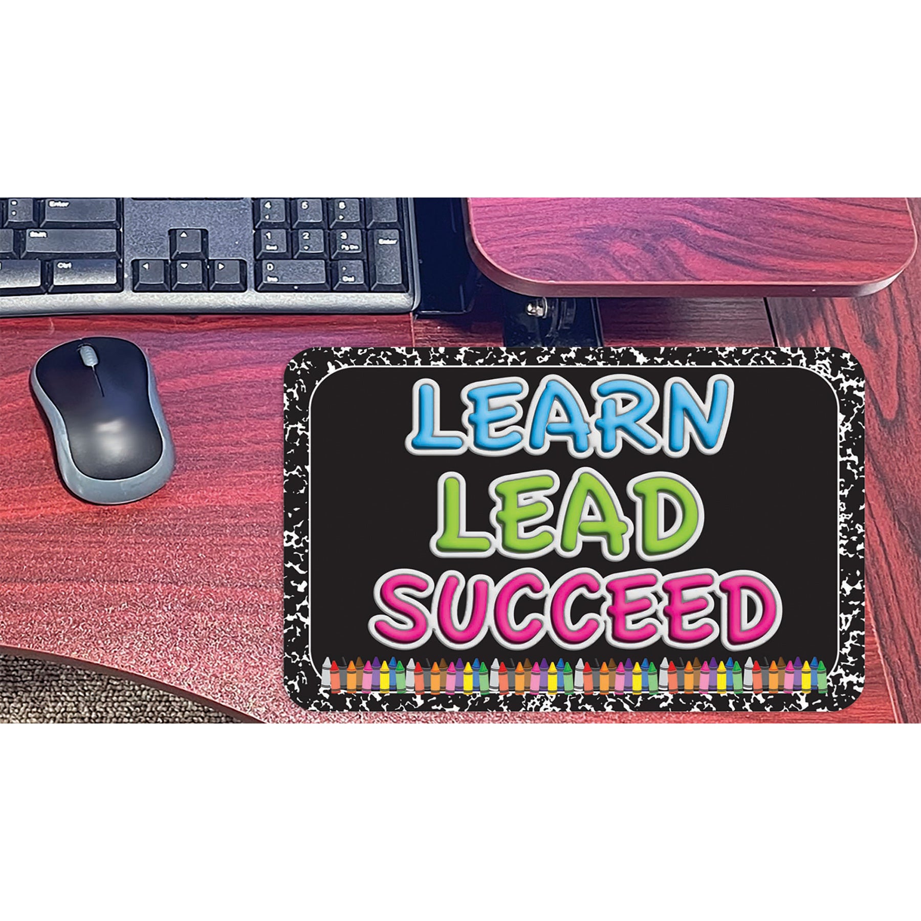 The Original Fun Mat® Computer Mouse Pad, 11.75x8 in, Learn, Lead, Succeed, Composition, Crayons