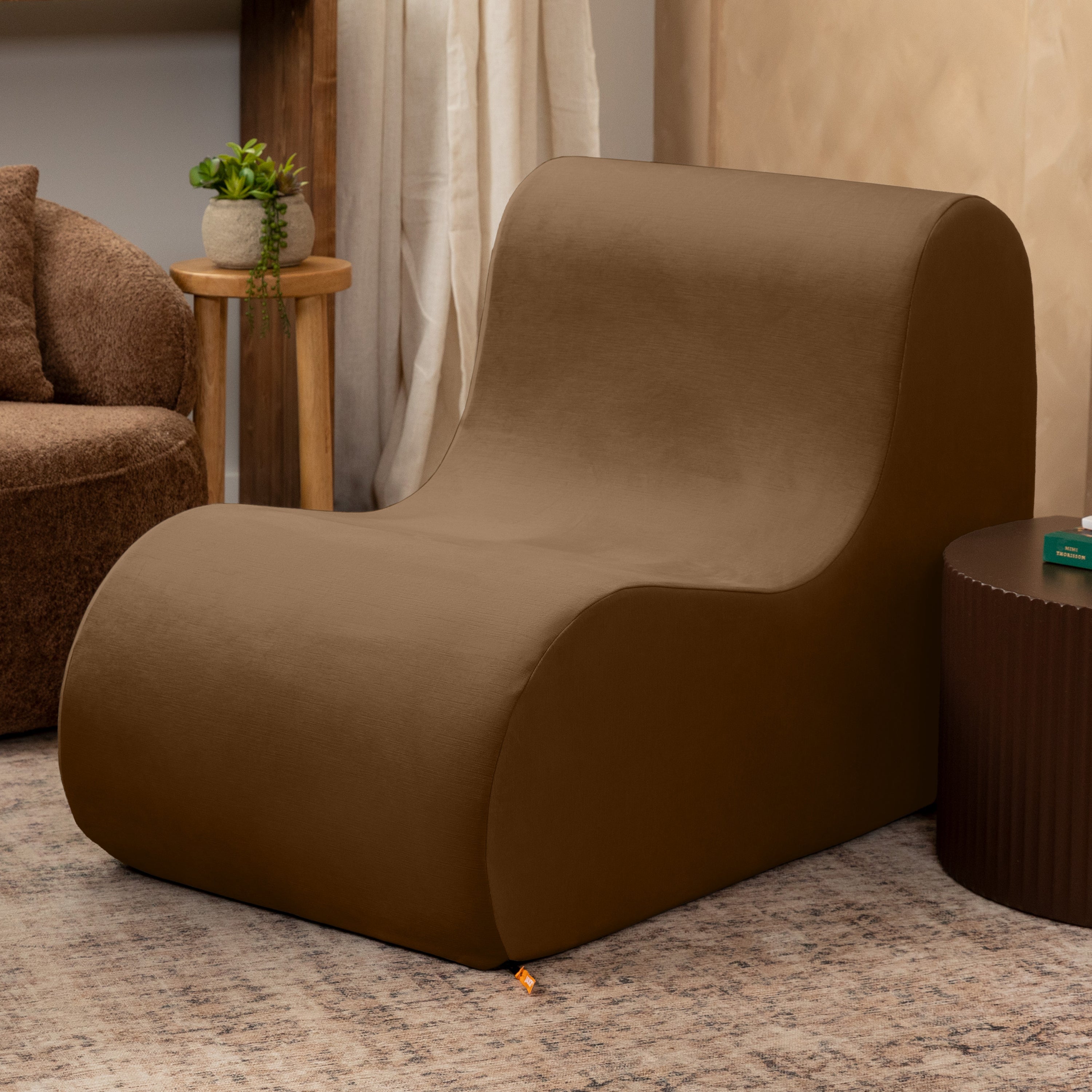 Jaxx Uptown Large Modern Armless Accent Chair, Toffee