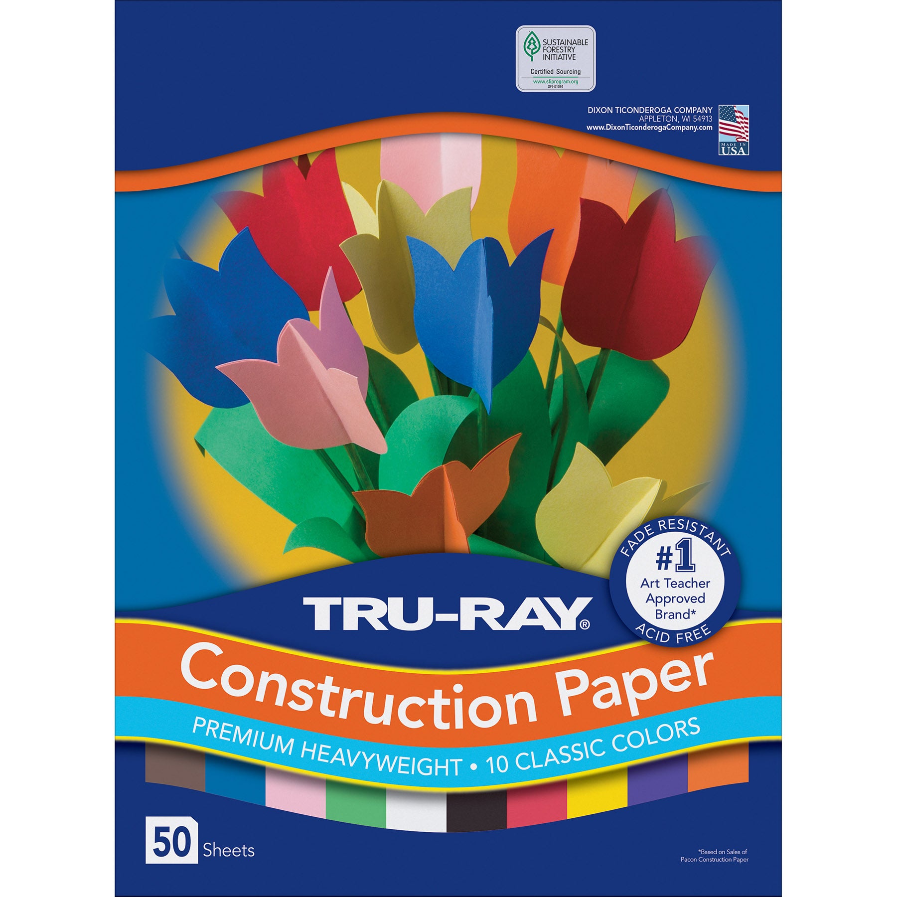 Construction Paper Classic Assortment, Heavyweight, 10 Classic Colors, 9" x 12", 50 Sheets