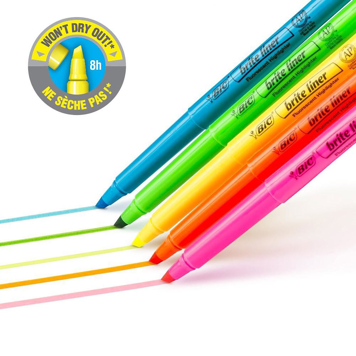 Brite Liner Highlighters Markers, Chisel Tip Super Bright Yellow Fluorescent Highlighters Ink, Won't Dry Out, 24-Count Pack