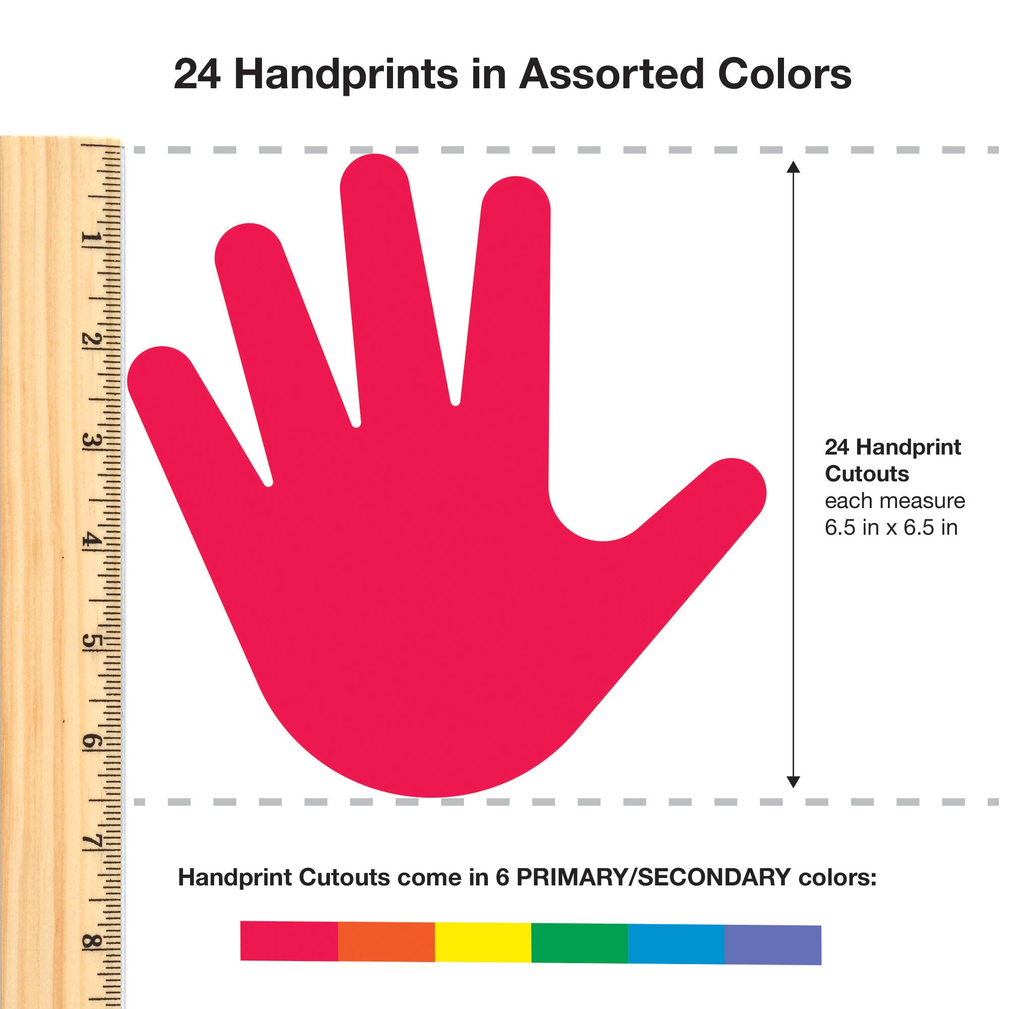 Punch Out Paper Cutouts, Back to School Shapes, Handprints, Crayons & School Bus, 84 Pieces