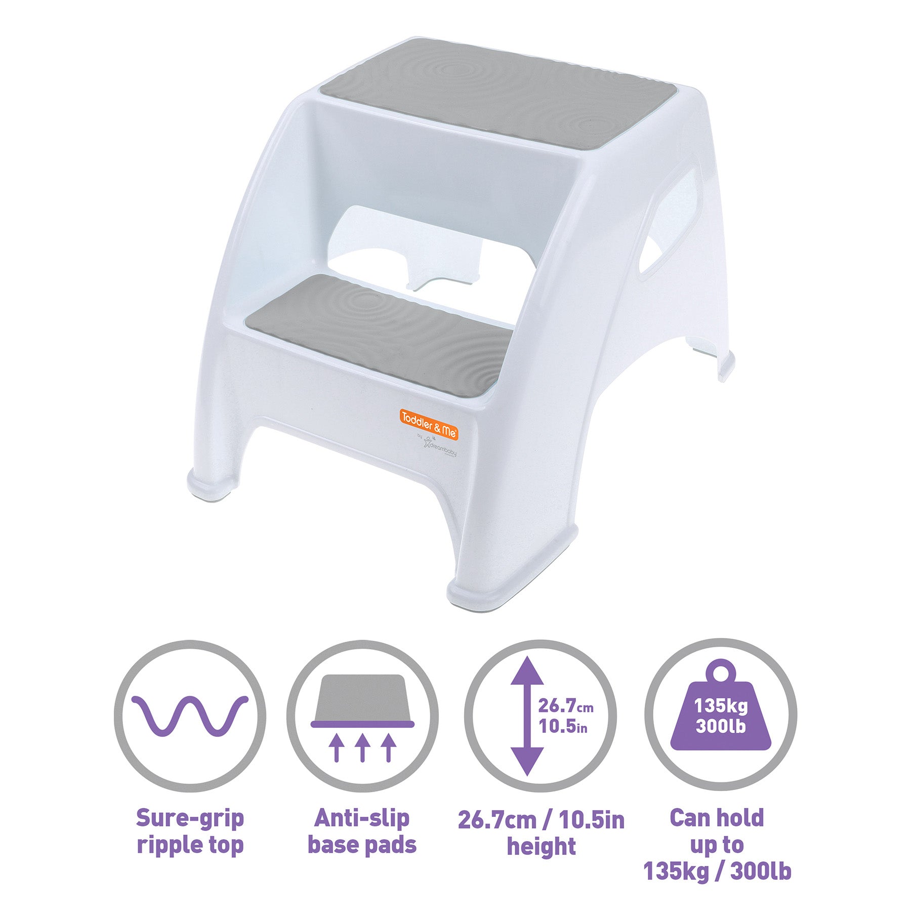 Toddler & Me™ 2-Step Stool, Gray/White