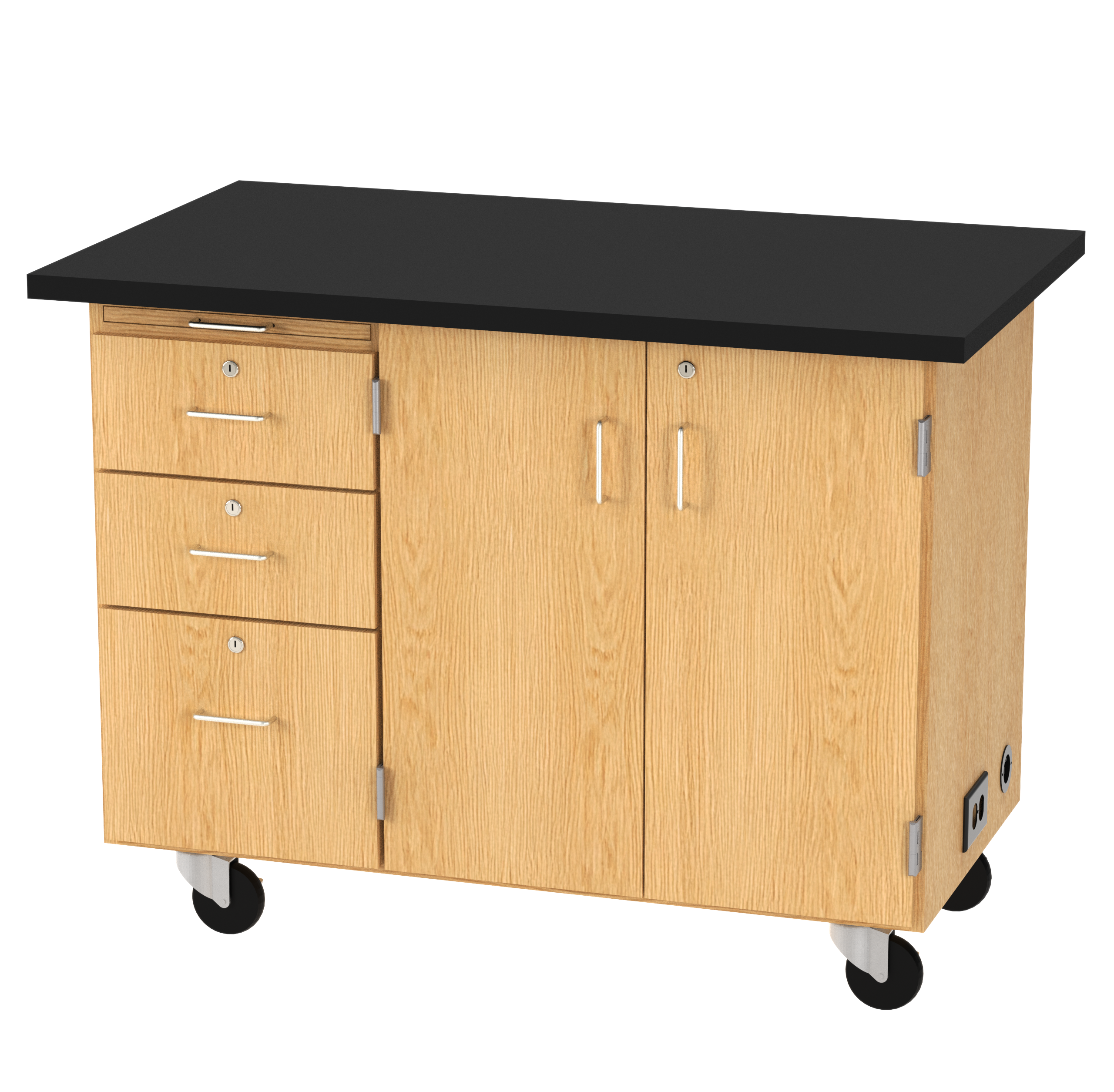 Kinetic Mobile Demo Center with Sink and Storage - Red Oak, 48"W x 28"D x 36"H
