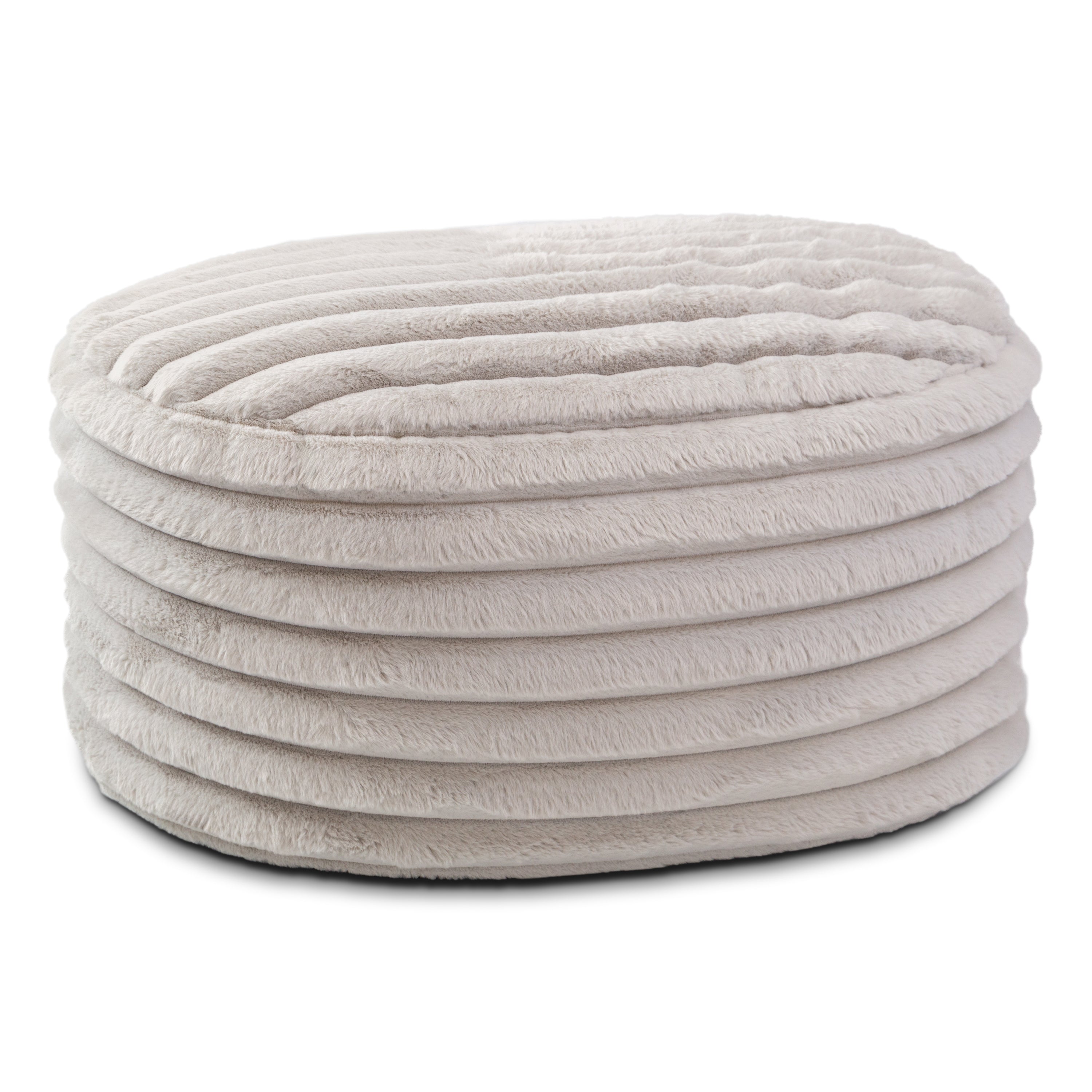 Jaxx Paran Accent Pouf - Fluffy Faux Fur Ottoman for Modern Interior Design, Large, Grey
