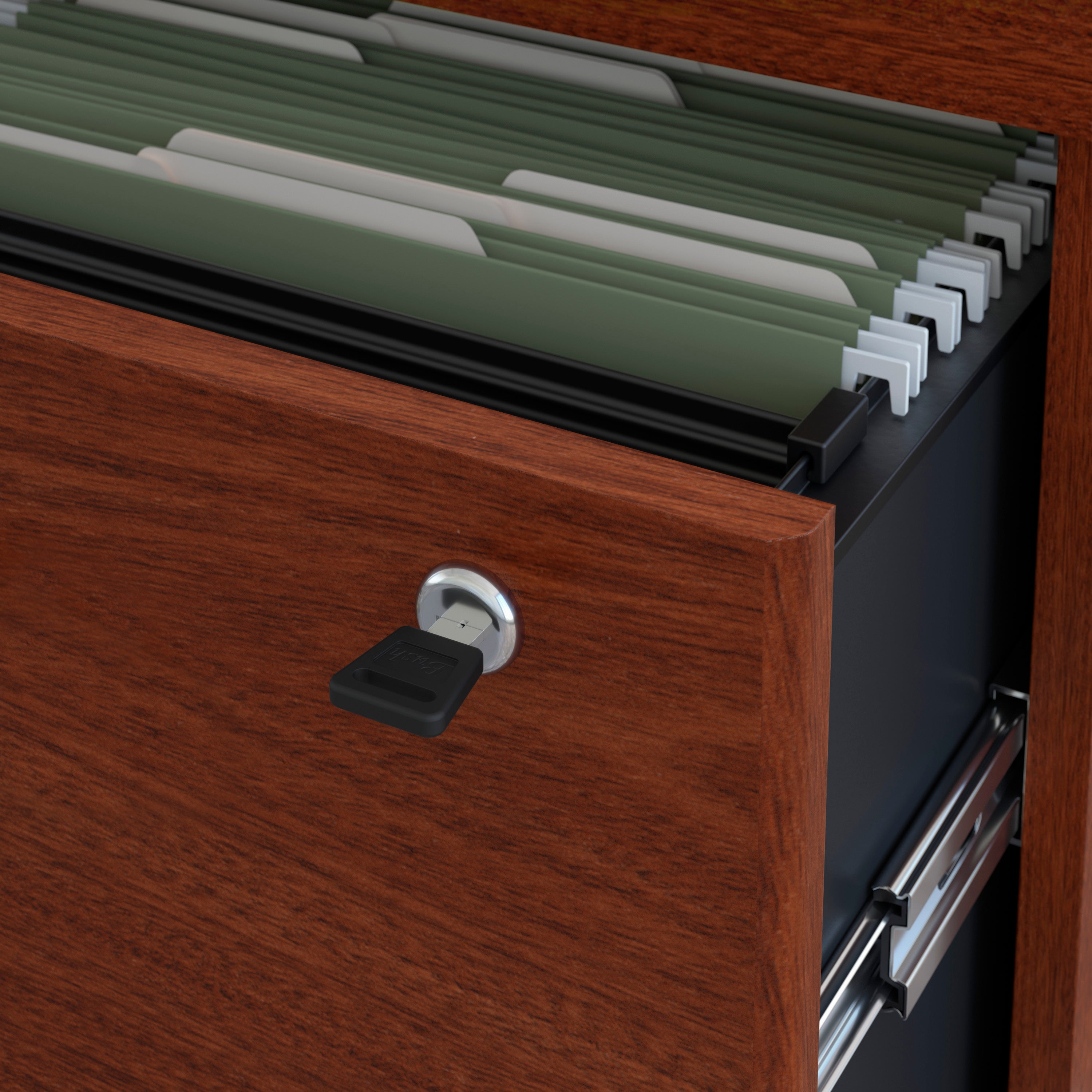Bush Business Furniture Series C Lateral File Cabinet in Mahogany - 35.67" Width x 23.35" Depth x 29.84" Height