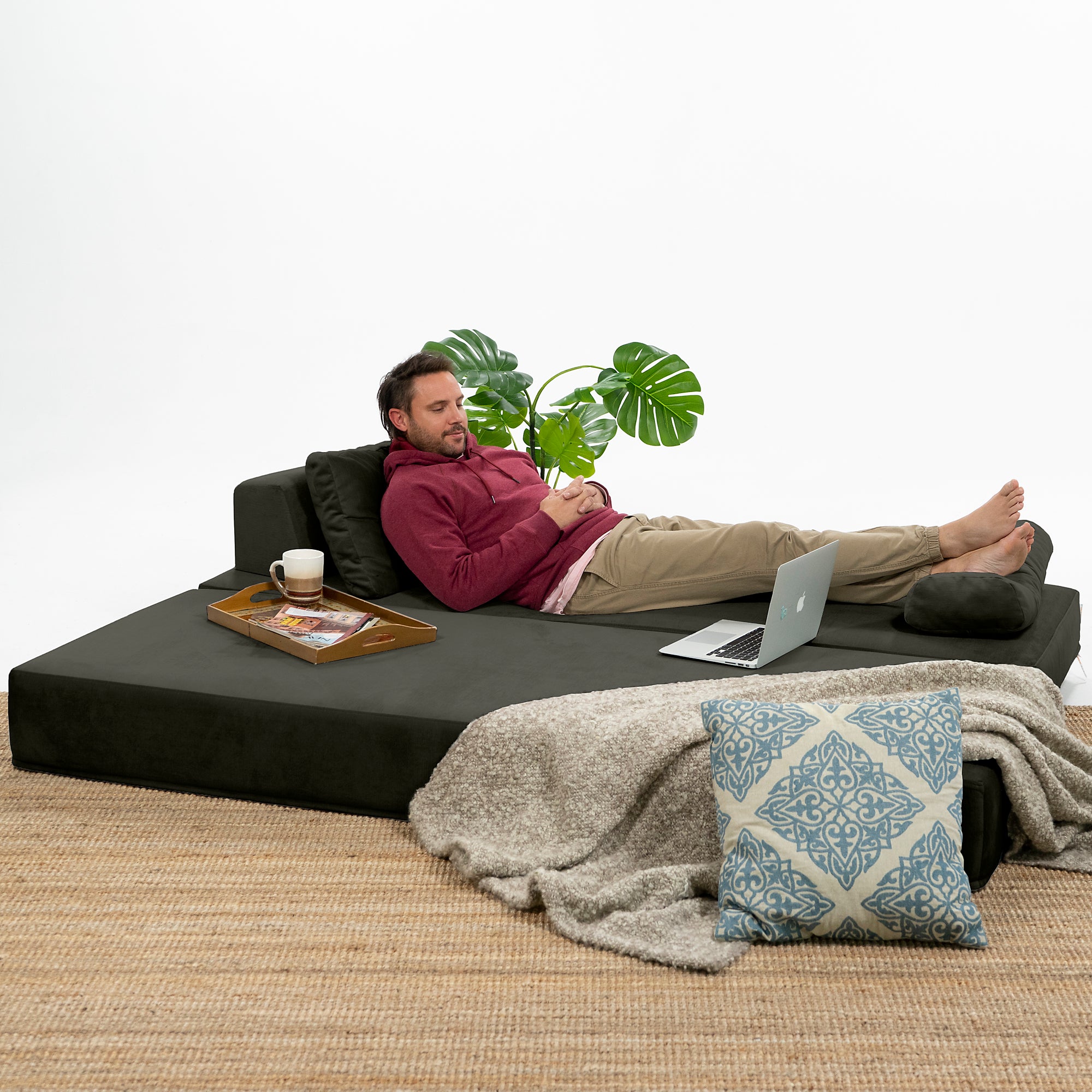 Jaxx Balshan Chaise Lounge Daybed, Charcoal