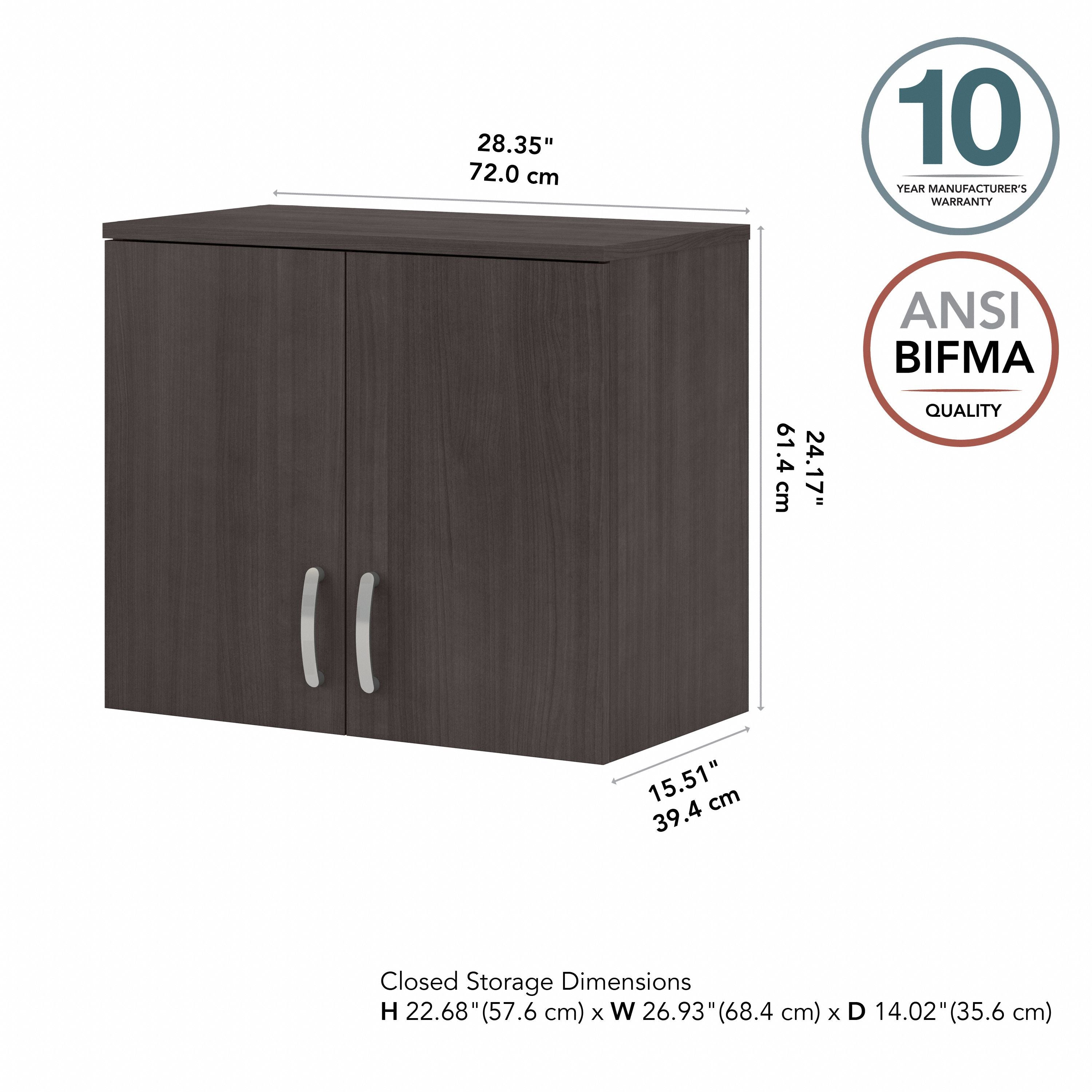 Bush Business Furniture Universal Wall Cabinet with Doors and Shelves in Storm Gray - 28.35" Width x 15.51" Depth x 24.17" Height