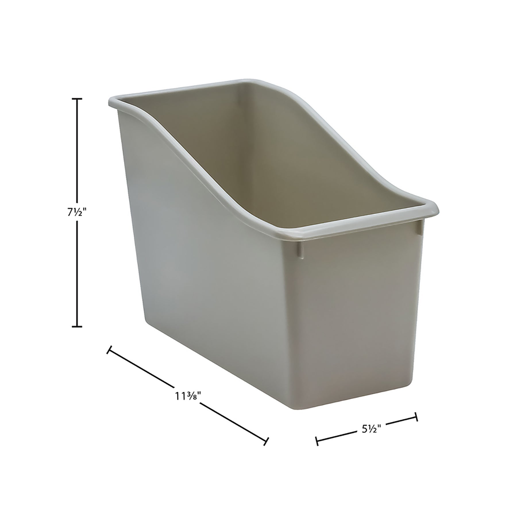 Plastic Book Bin, Gray