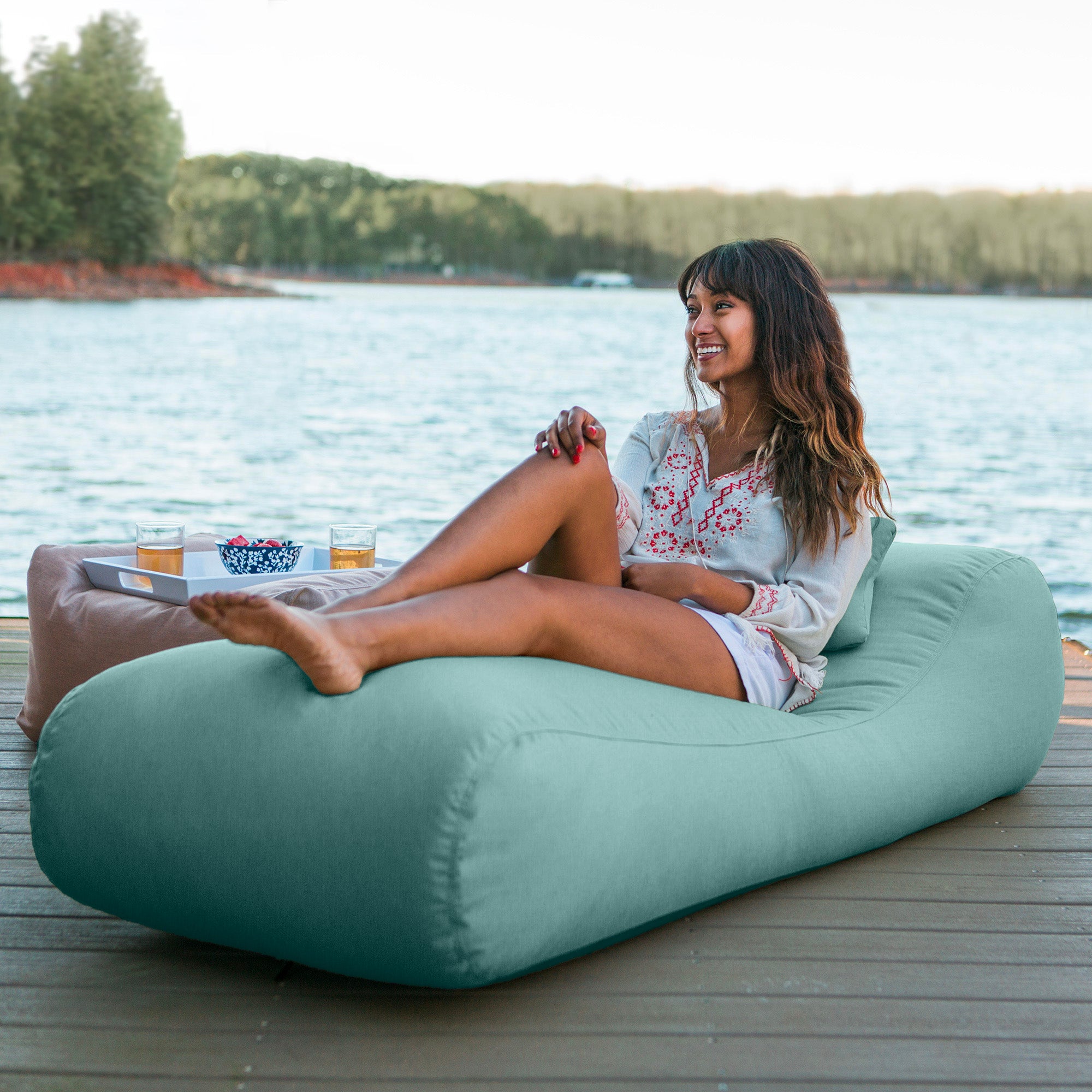 Arlo Outdoor Bean Bag Sun Lounger - Pool and Patio Chaise Recliner, Breeze