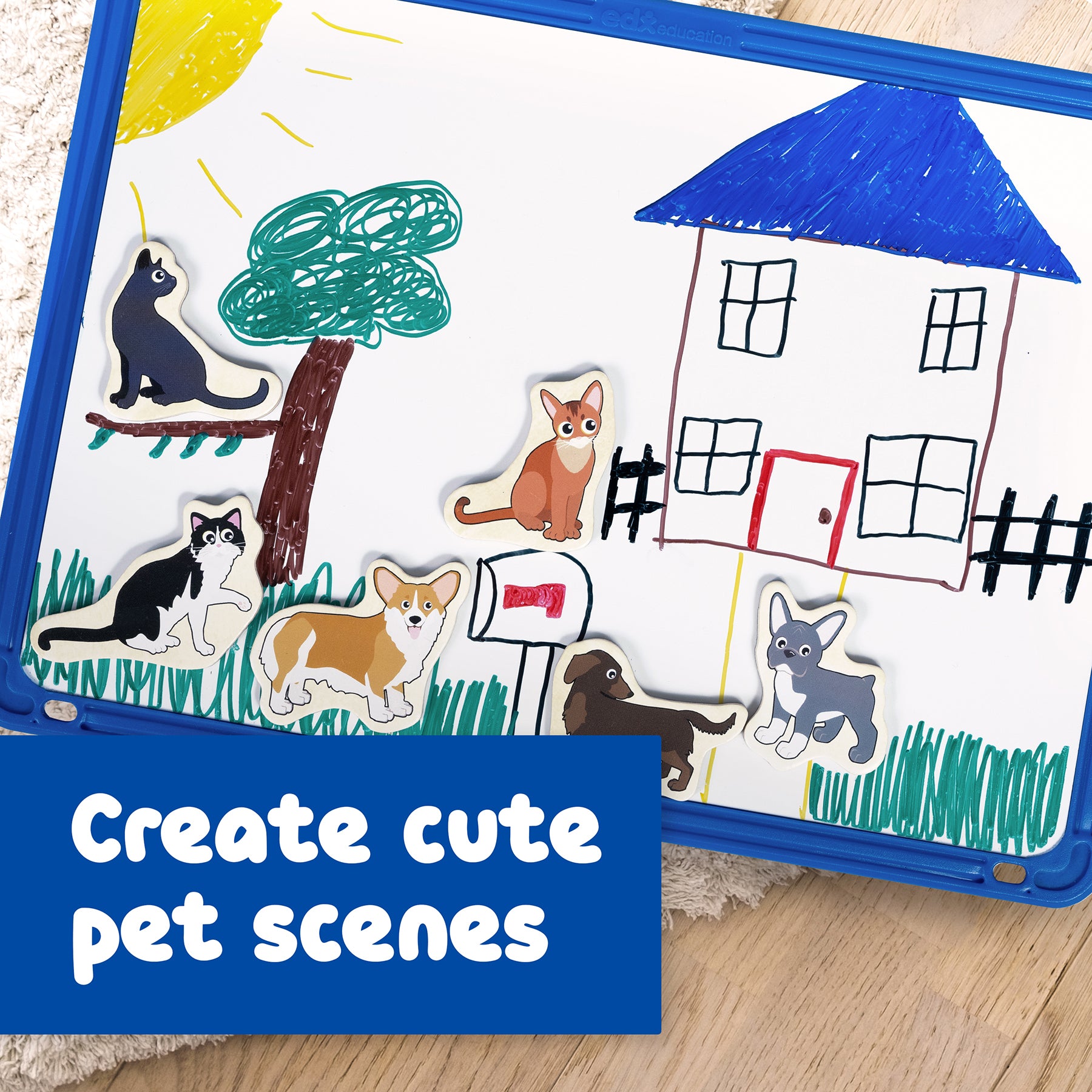 Wooden Magnets - Cats & Dogs - Set of 20