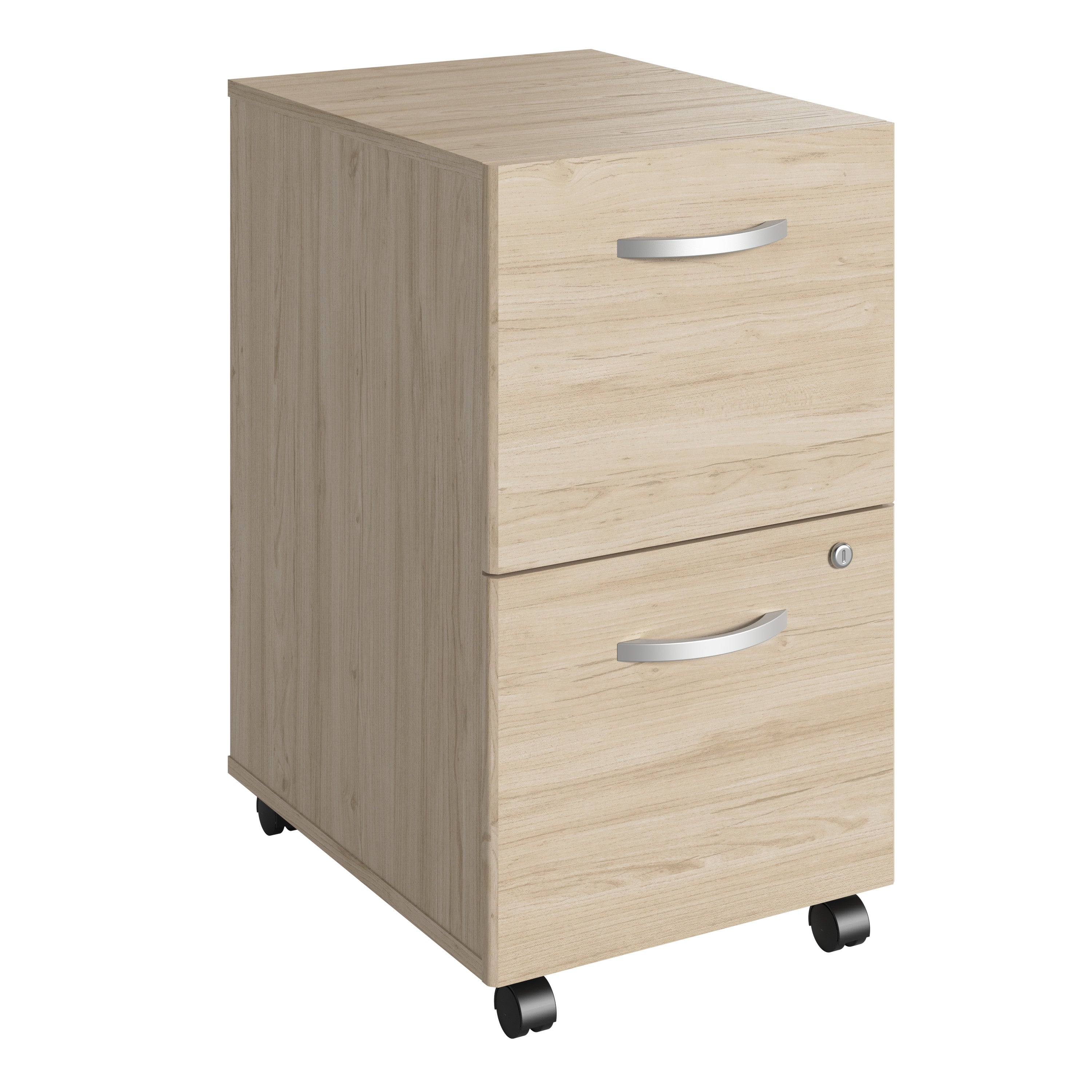 Bush Business Furniture Studio C 2 Drawer Mobile File Cabinet in Natural Elm - Assembled - 15.71" Width x 20.2" Depth x 27.79" Height