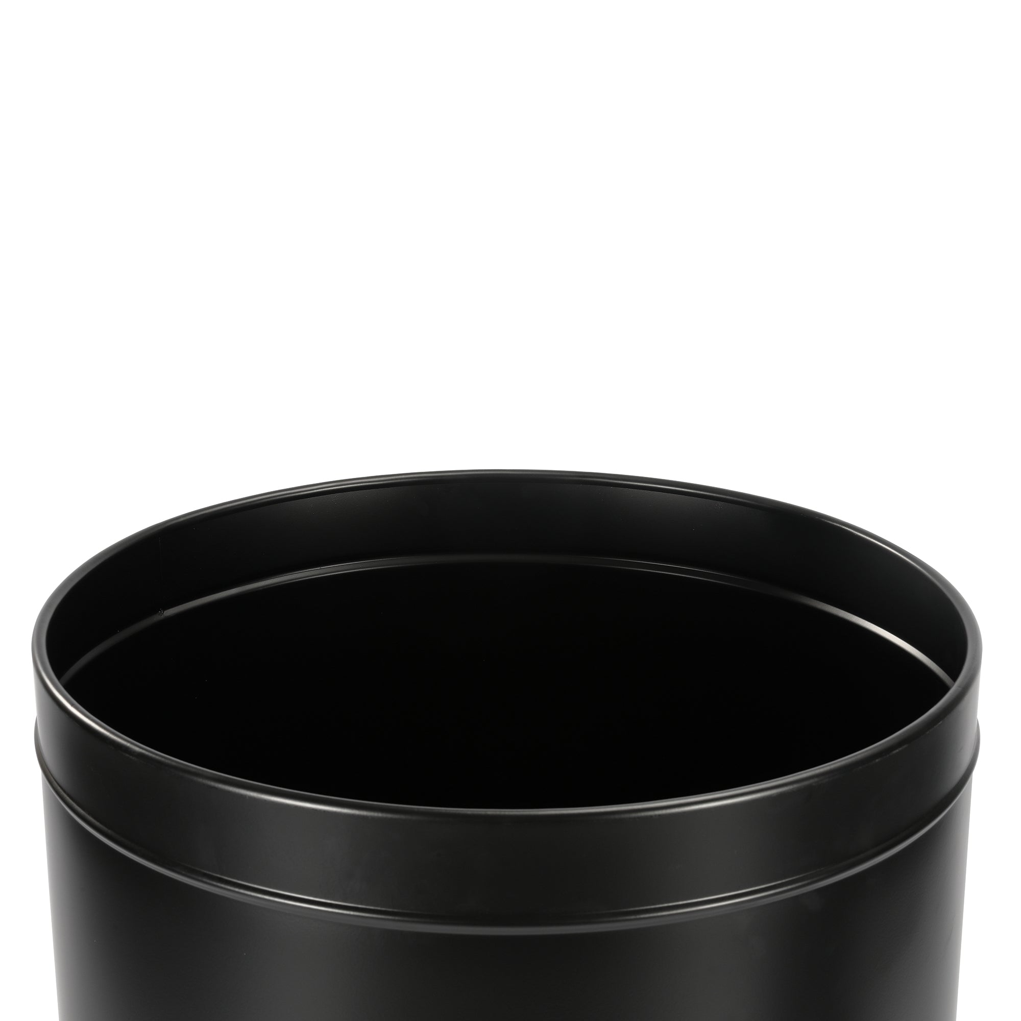 50 Gallon Stainless Steel Trash Can with Liner in Matte Black