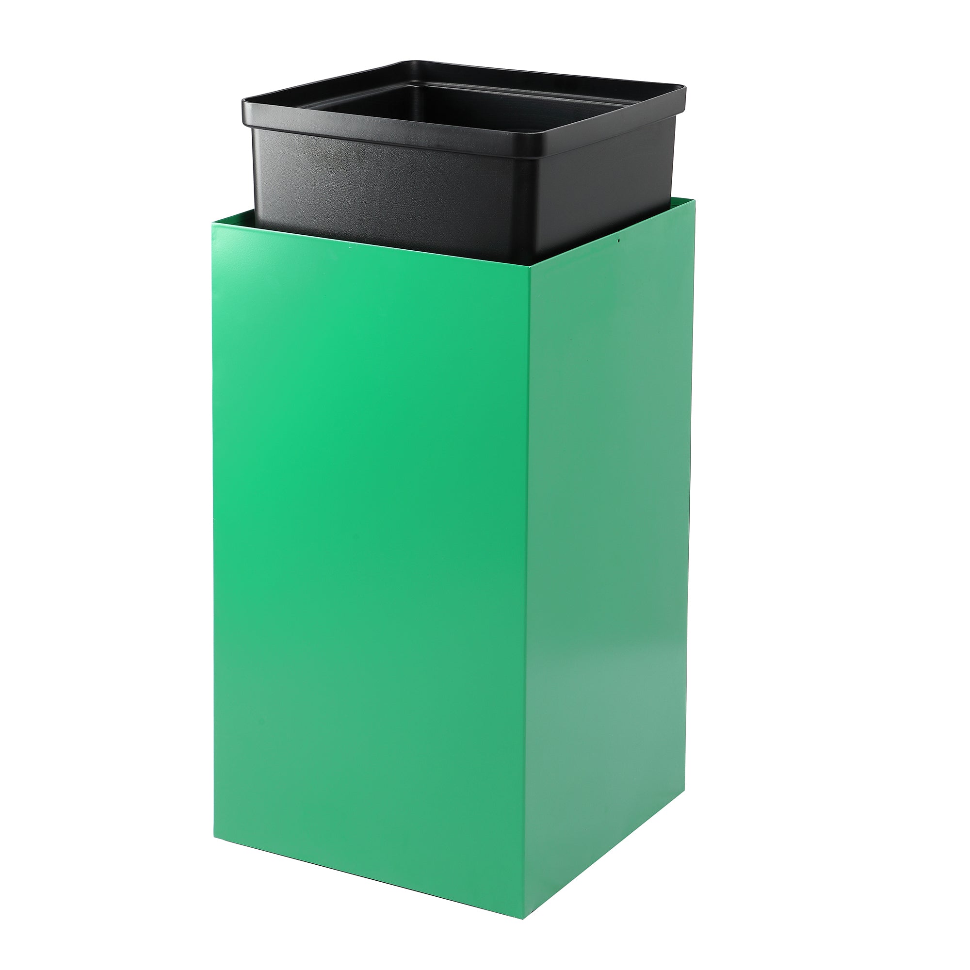 Square Recycling Gin – 29 Gallons - Green Can, Mixed Opening Lid