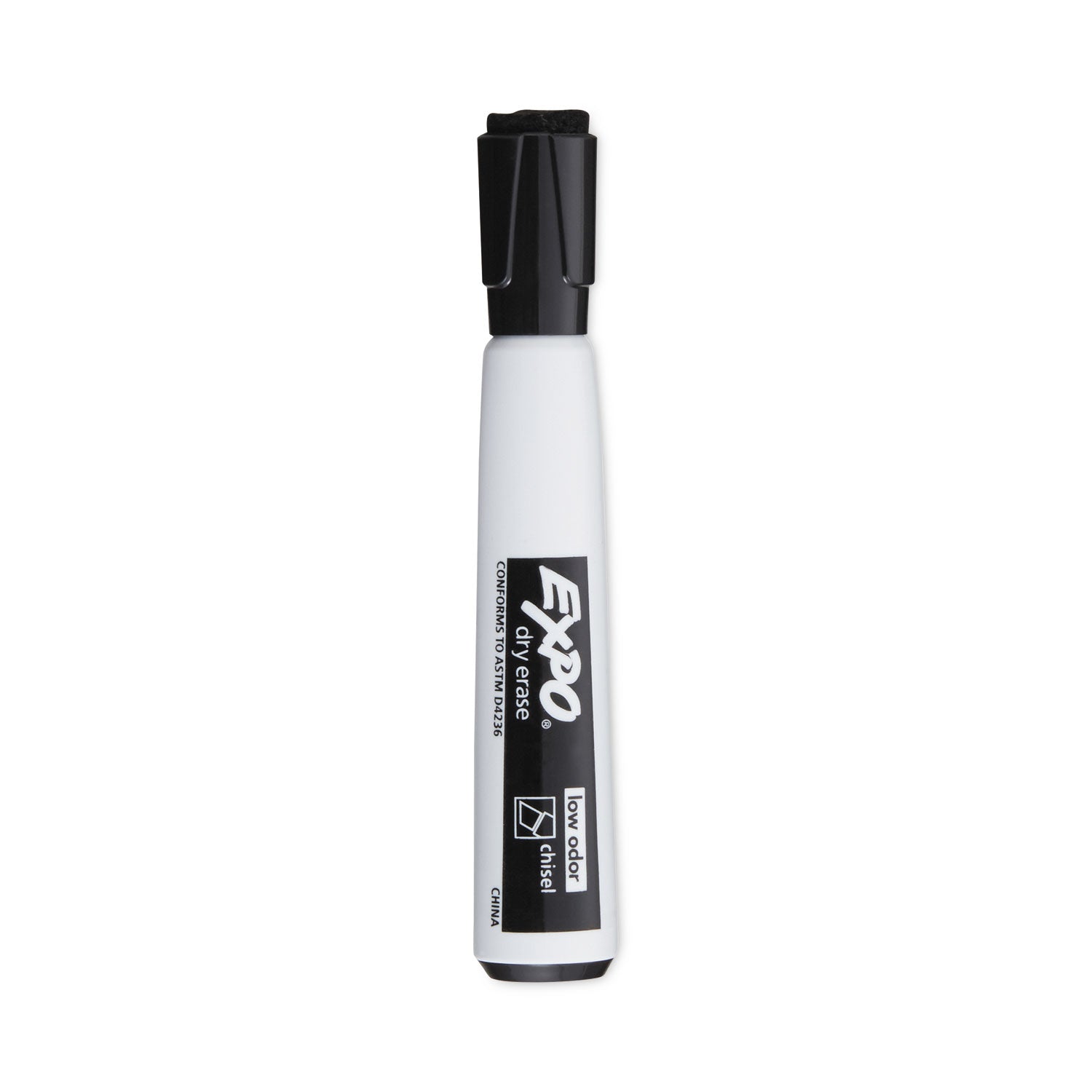 Magnetic Dry Erase Markers with Eraser, Chisel Tip, Black, 4-Count