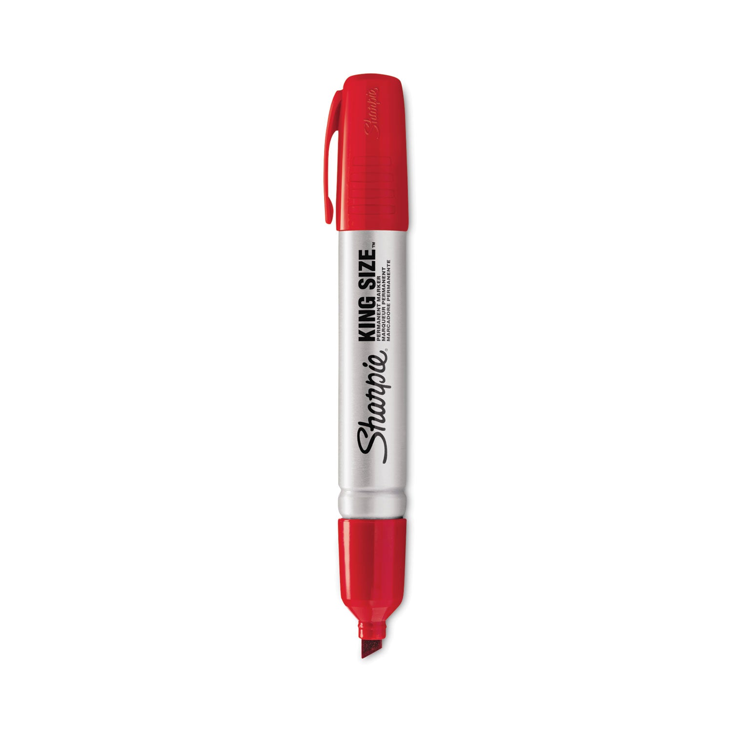 Chisel Marker Point - Red Ink - Silver Plastic Barrel - 1 Dozen