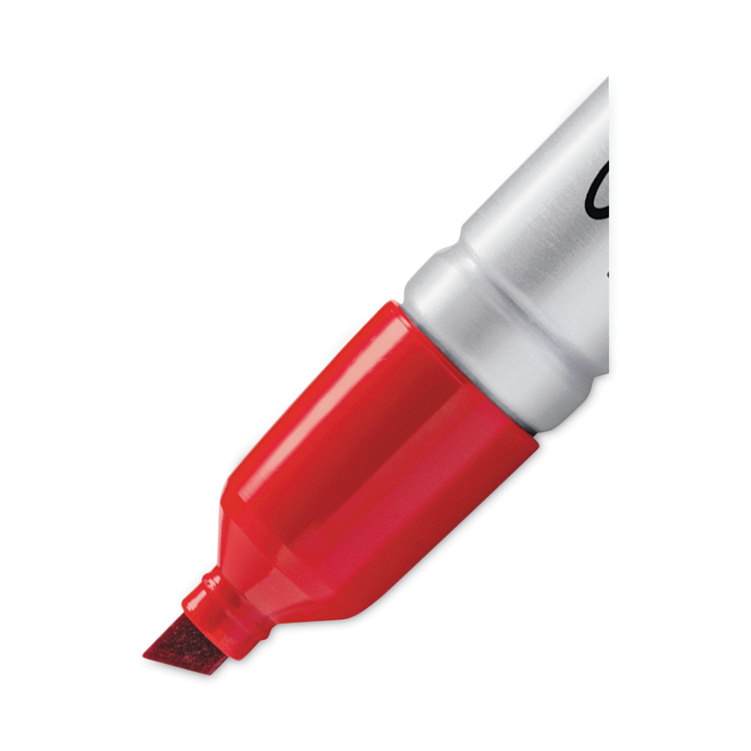 Chisel Marker Point - Red Ink - Silver Plastic Barrel - 1 Dozen