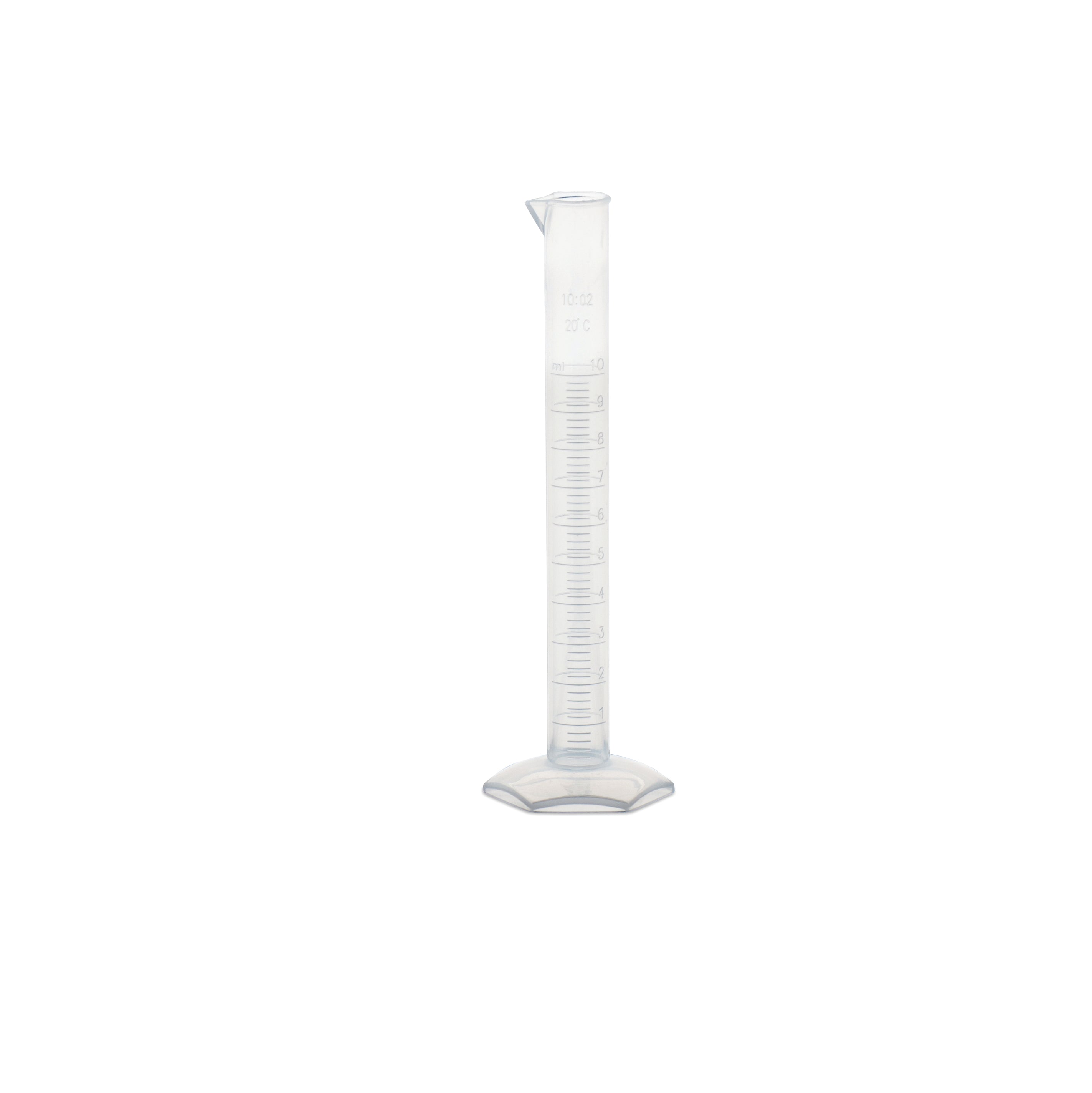 United Scientific® Measuring Cylinder, Hex Base, PP, 10 mL, comes with 24