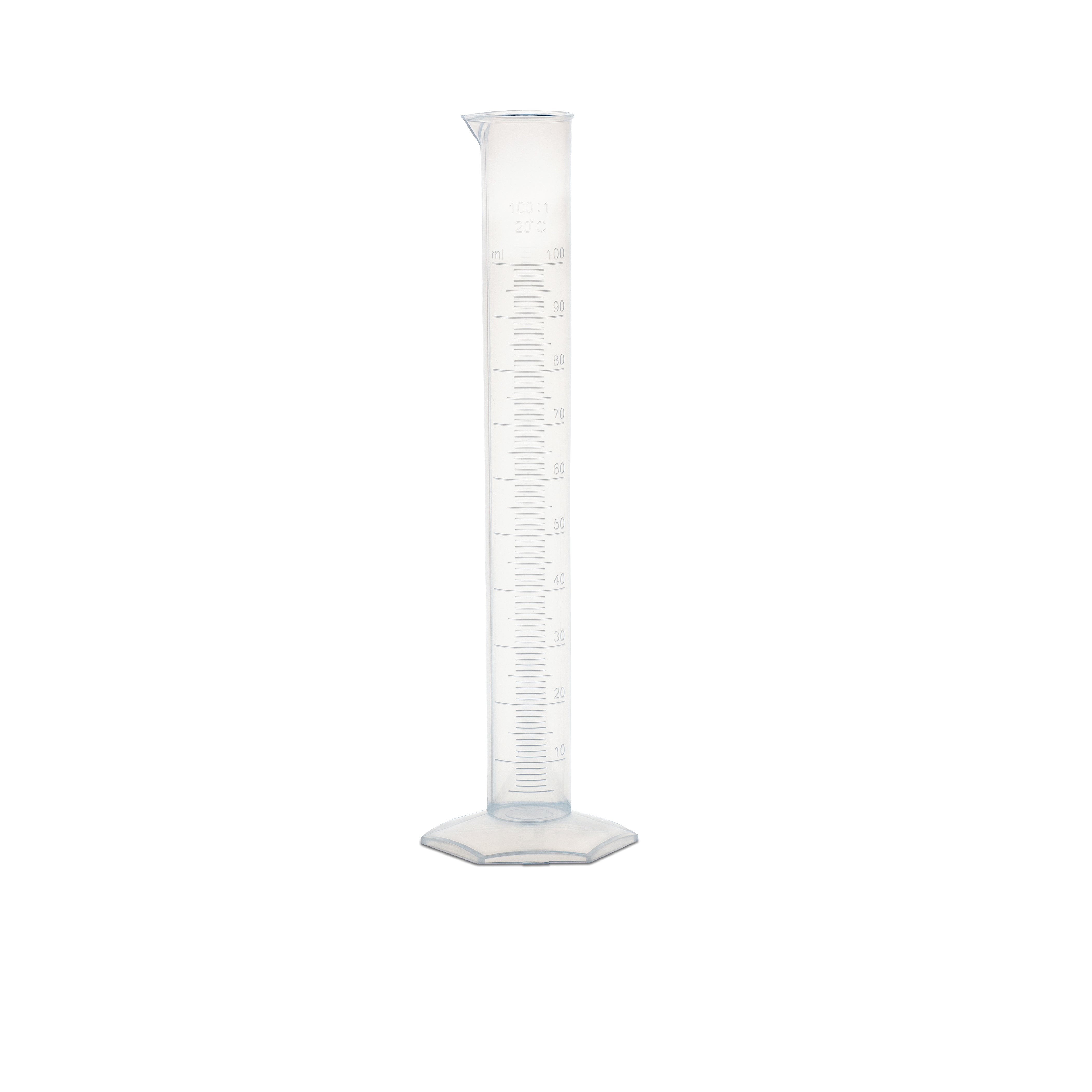 United Scientific® Measuring Cylinder, Hex Base, PP, 100 mL, comes with 12