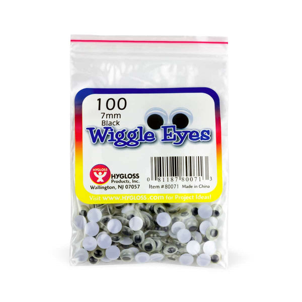 Wiggle Eyes - Paste On, 7 mm Black,100