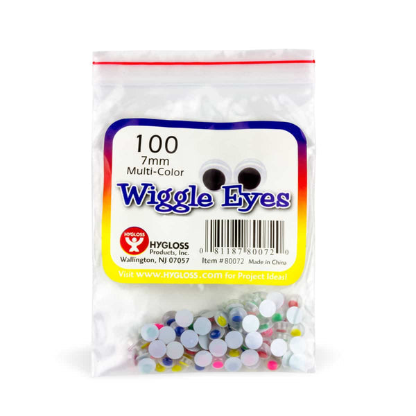 Wiggle Eyes - Paste On, 7 mm Asst'd , 100