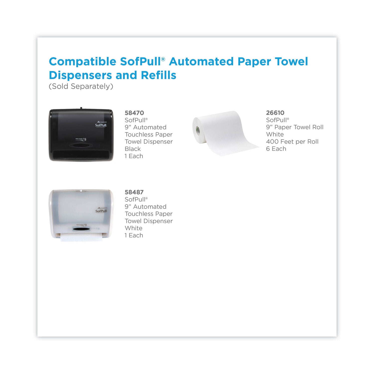1 Ply - 9" Width x 400 ft Length - White - 6 / Carton