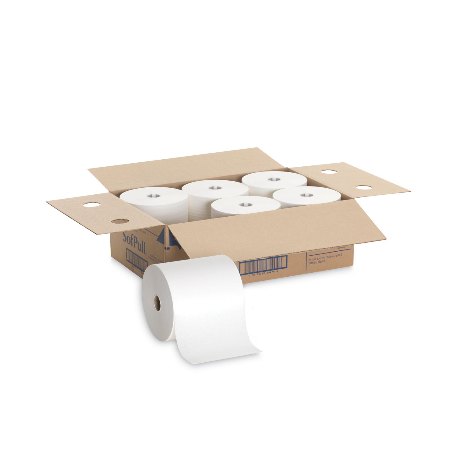 SofPull Mechanical Recycled Paper Towel Rolls - 1 Ply - 7.87" Width x 1000 ft Length - 7.80" Roll Diameter - White - 6 / Carton