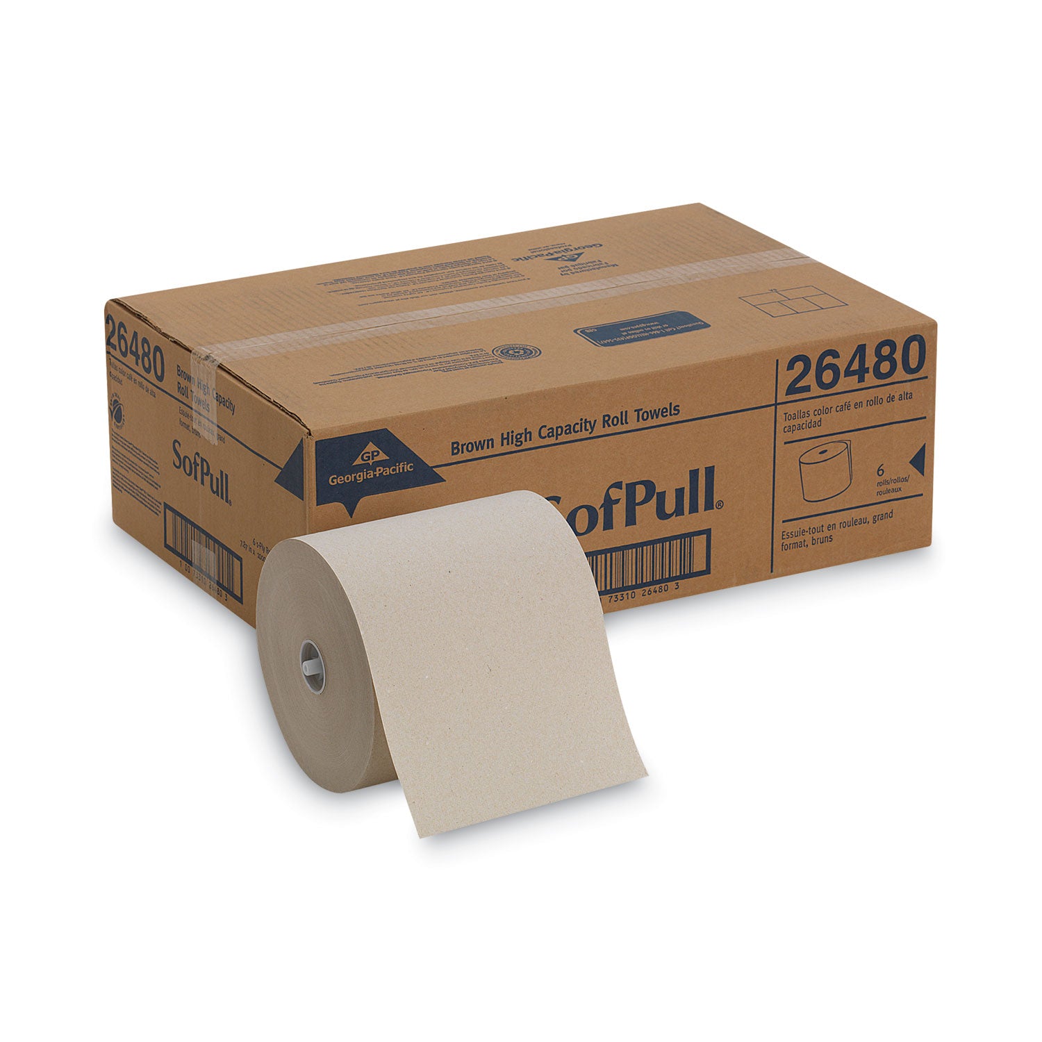 SofPull Mechanical Recycled Paper Towel Rolls - 1 Ply - 7.87" Width x 1000 ft Length - 7.80" Roll Diameter - Brown - Paper - 6 / Carton