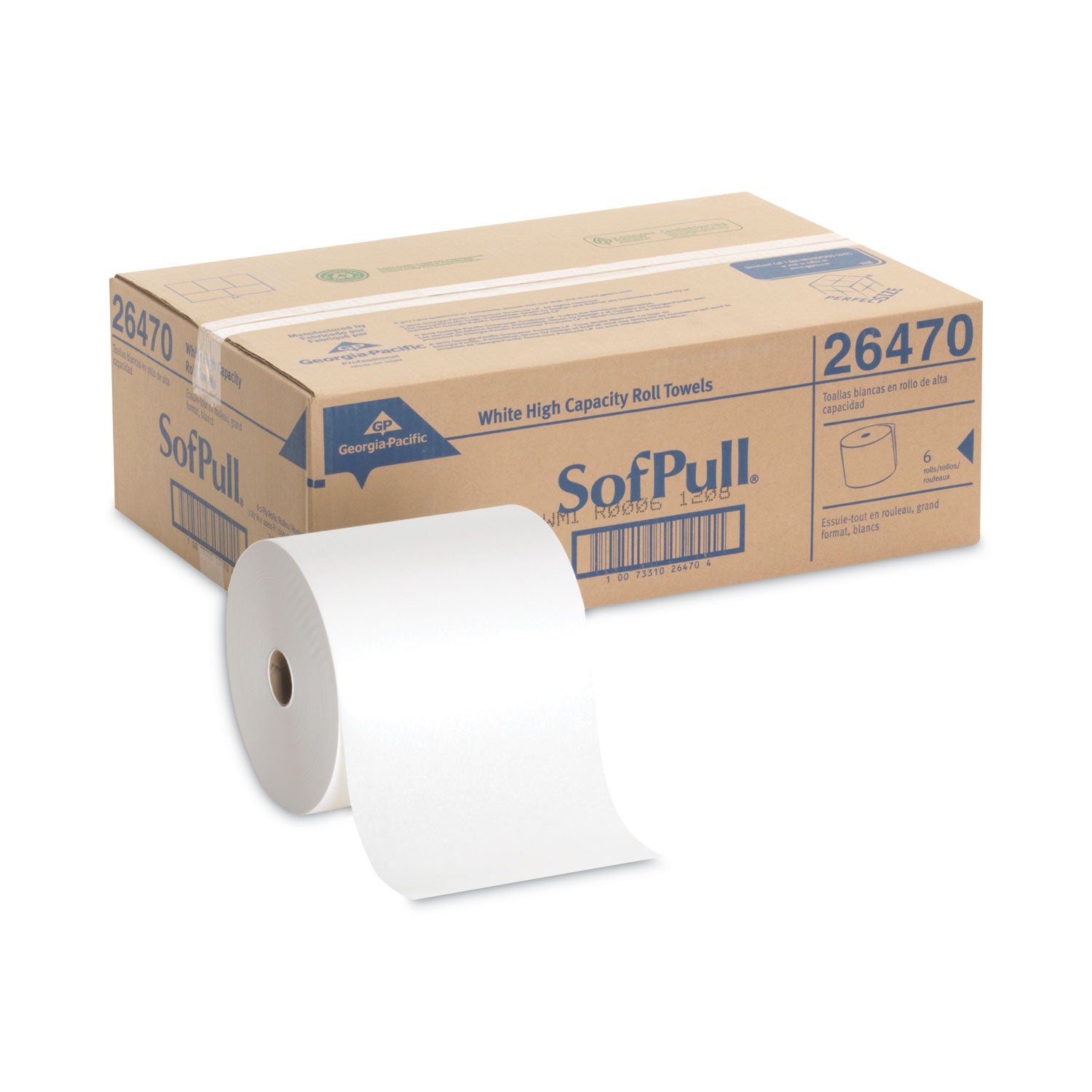 SofPull Mechanical Recycled Paper Towel Rolls - 1 Ply - 7.87" Width x 1000 ft Length - 7.80" Roll Diameter - White - 6 / Carton
