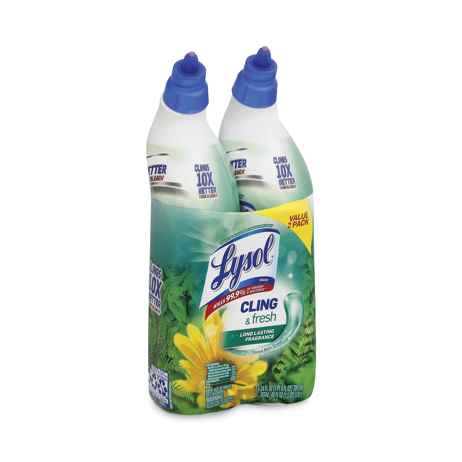 Lysol Clean/Fresh Toilet Cleaner - Ready-To-Use - 24 fl oz (0.8 quart) - Country Scent - Disinfectant, Antibacterial - Blue, White - 2 / Pack