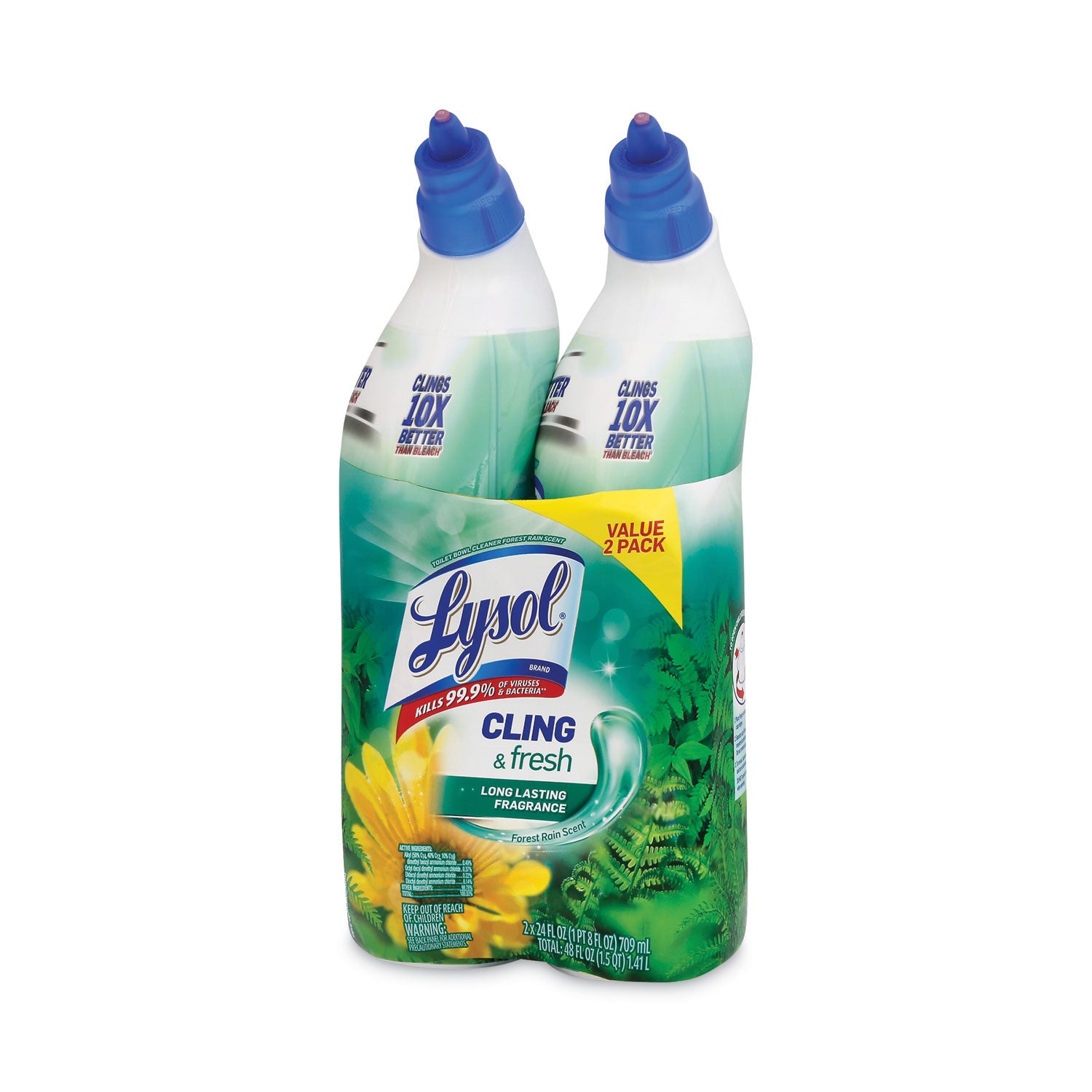 Lysol Clean/Fresh Toilet Cleaner - Ready-To-Use - 24 fl oz (0.8 quart) - Country Scent - Disinfectant, Antibacterial - Blue, White - 2 / Pack