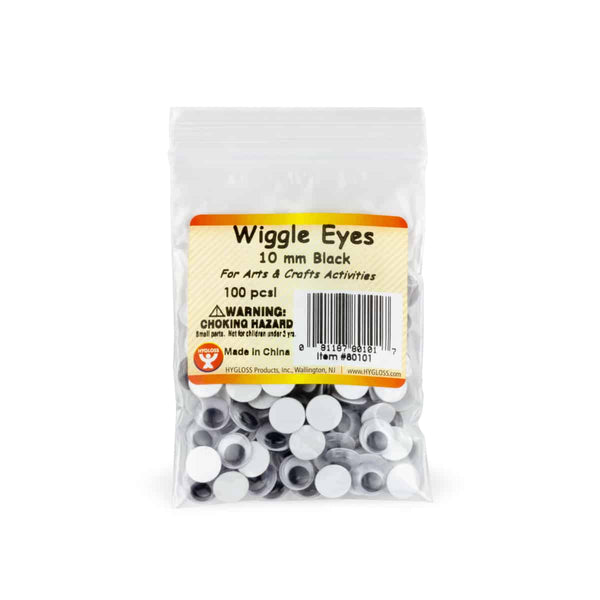 Wiggle Eyes - Paste On, 10 mm Black, 100