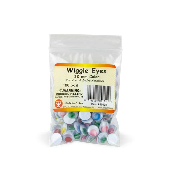 Wiggle Eyes - Paste On, 12 mm Asst'd, 100