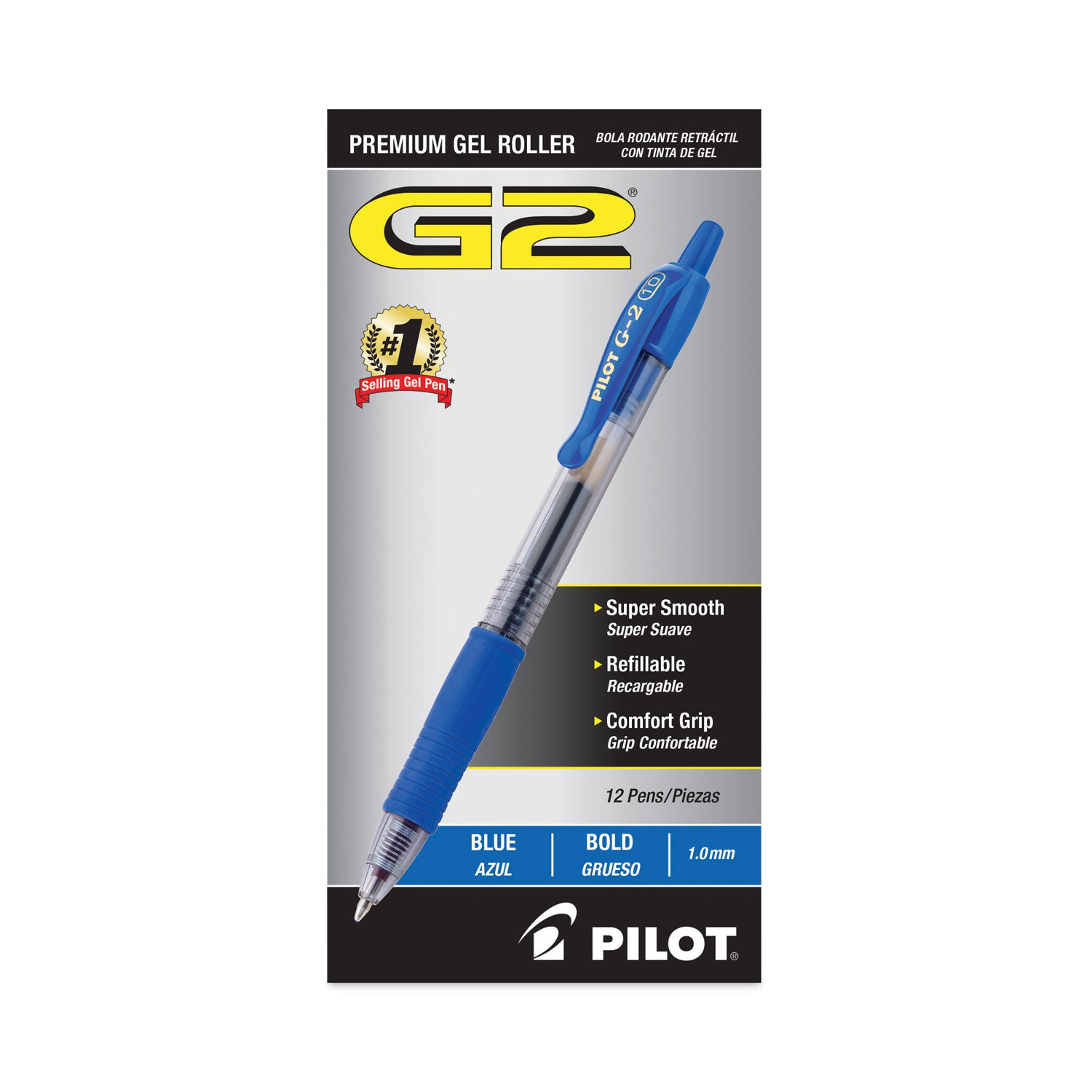 G2 Premium Gel Ink Retractable Pens - 1 mm Bold Pen Point - Refillable - Retractable - Blue Ink - Gel-based - Blue Barrel - 1 Dozen