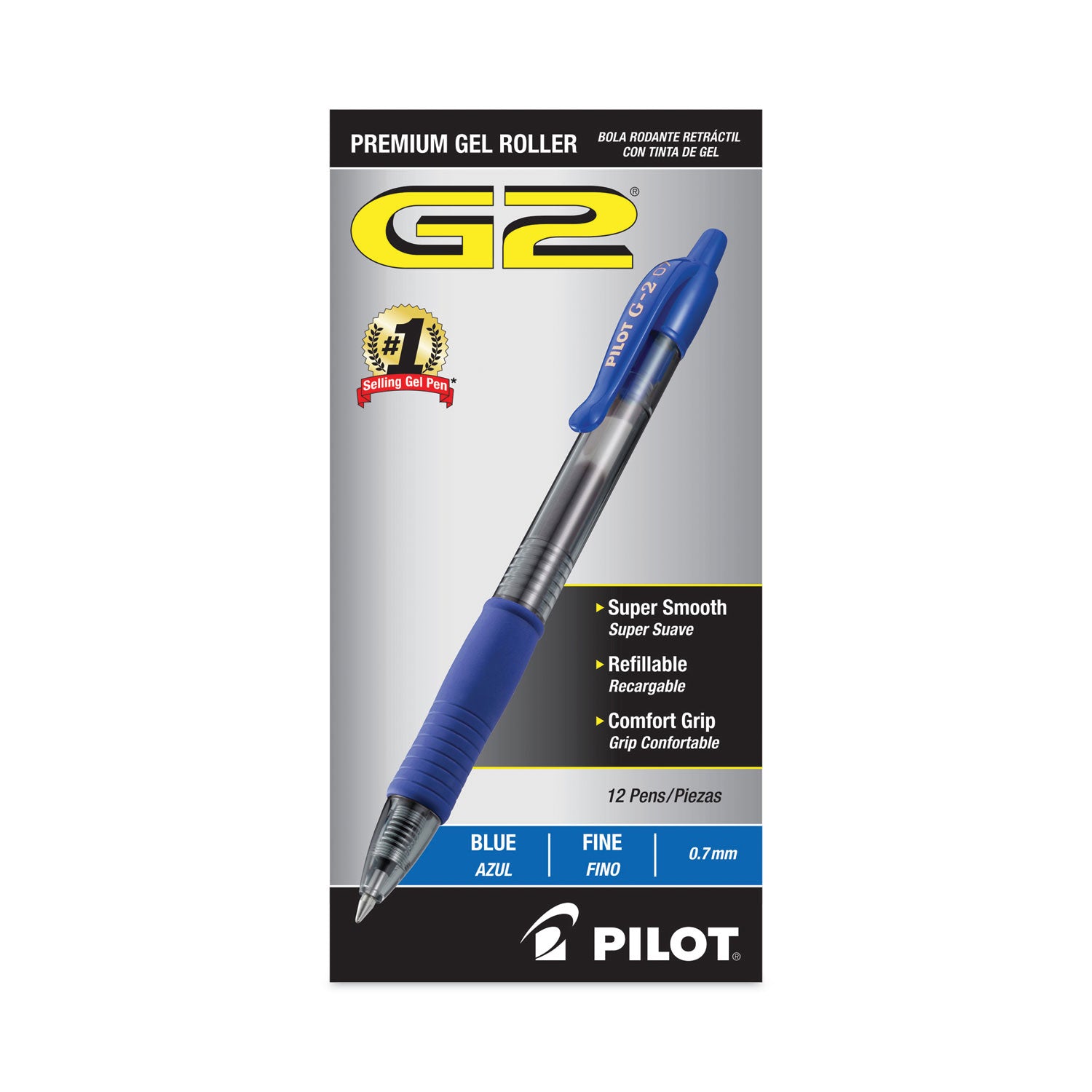 G2 Premium Gel Ink Retractable Pens - 0.7 mm Fine Pen Point - Refillable - Retractable - Blue Ink - Gel-based - Clear Barrel - 1 Dozen
